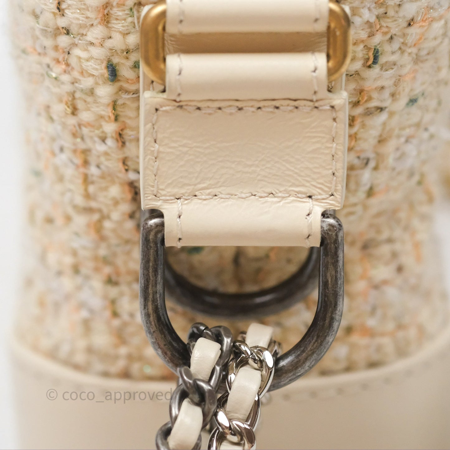 Chanel Small Gabrielle Hobo Quilted Ivory Tweed Aged Calfskin