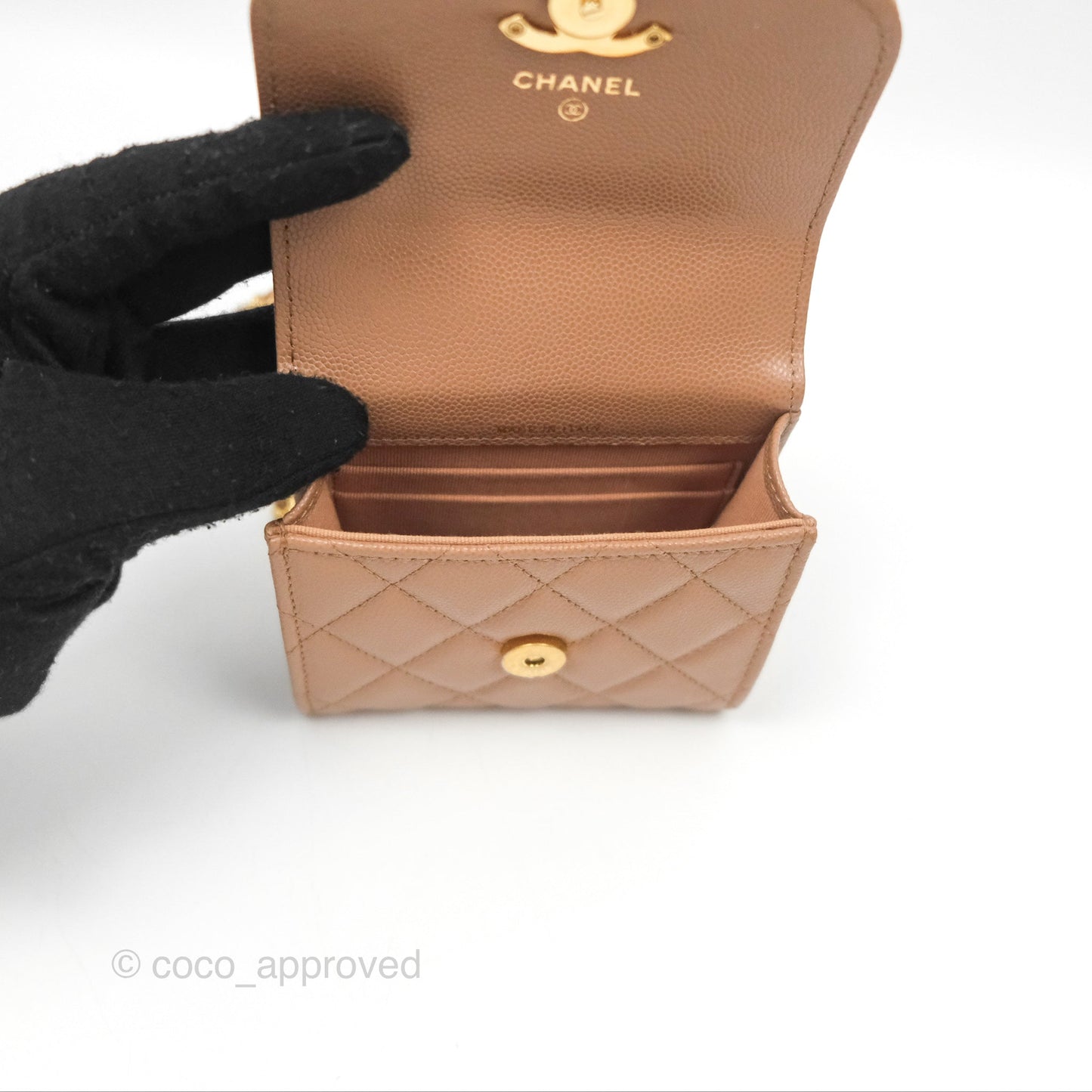 Chanel CC Chain Clutch with Chain Beige Caviar Gold Hardware