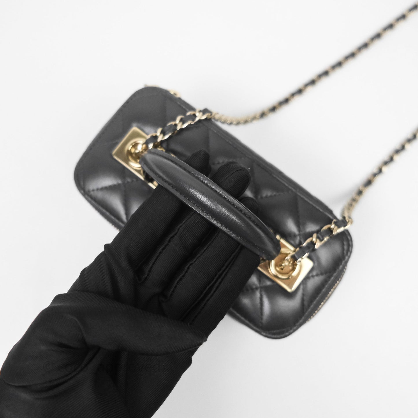 Chanel Trendy CC Vanity Rectangular Top Handle Dark Grey Lambskin Gold Hardware