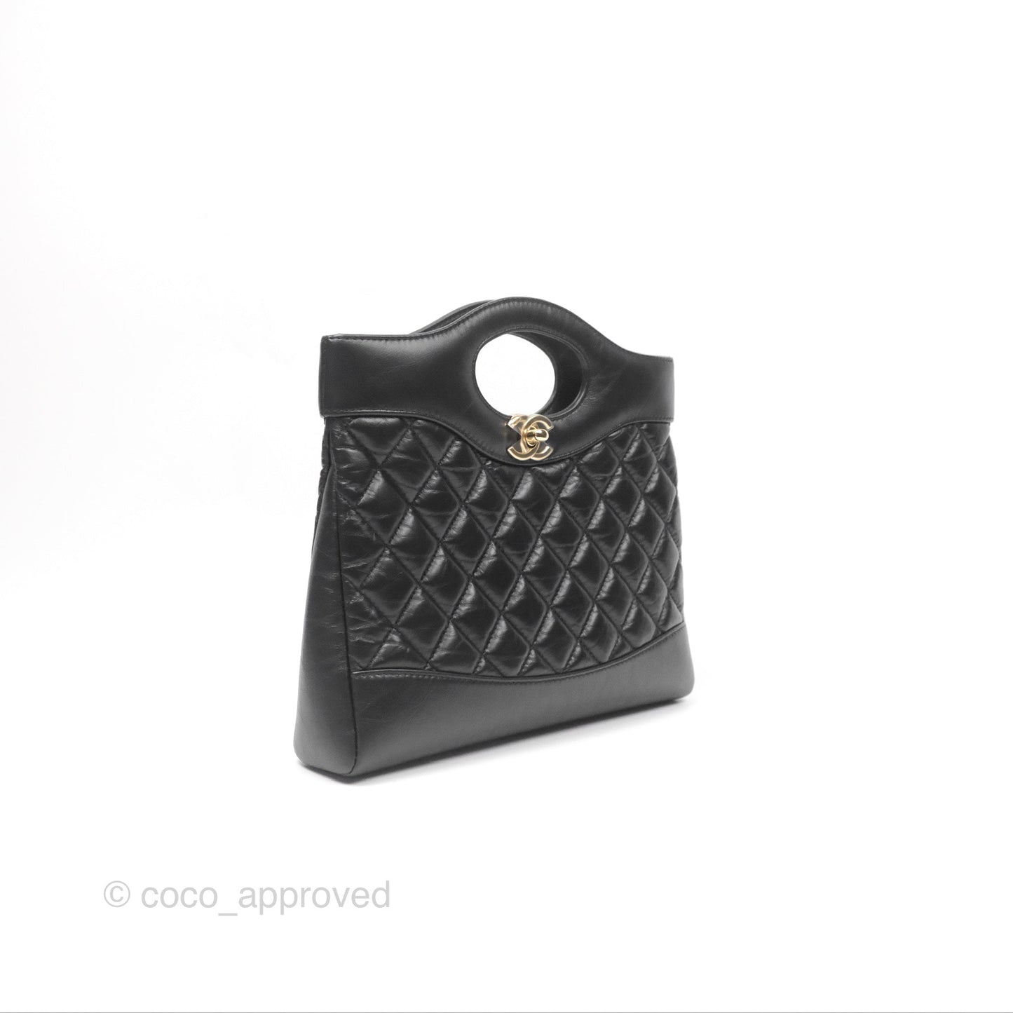 Chanel 31 Mini Black Aged Calfskin Gold Hardware