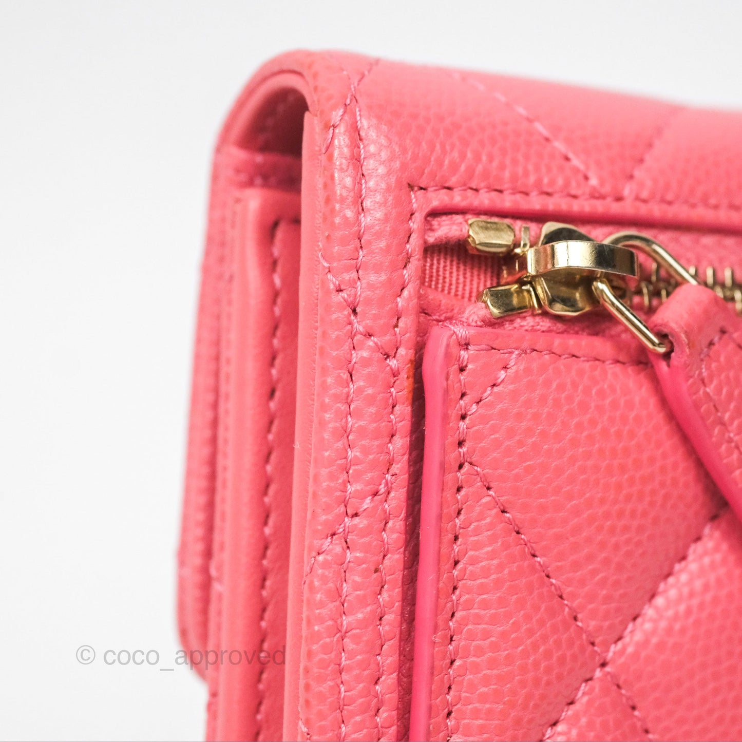 Chanel Classic Short Flap Wallet Pink Caviar Gold Hardware⁣