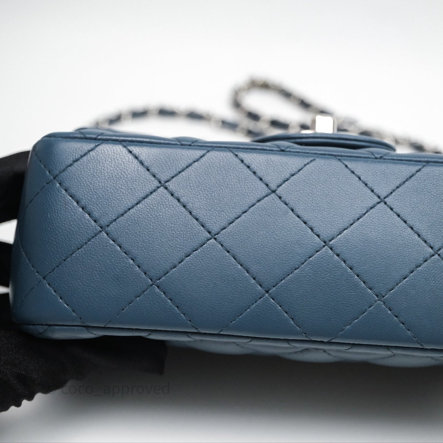 Chanel Quilted Mini Rectangular Navy Lambskin Silver Hardware