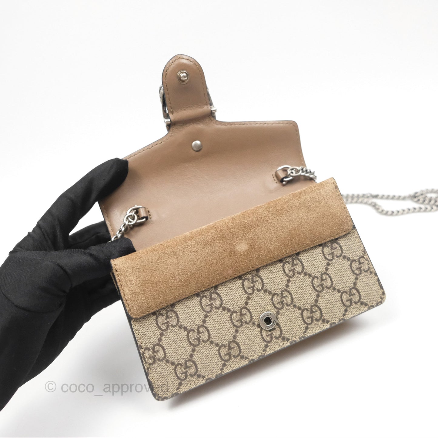 Gucci Dionysus GG Supreme Super Mini Crossbody Bag Ruthenium Hardware