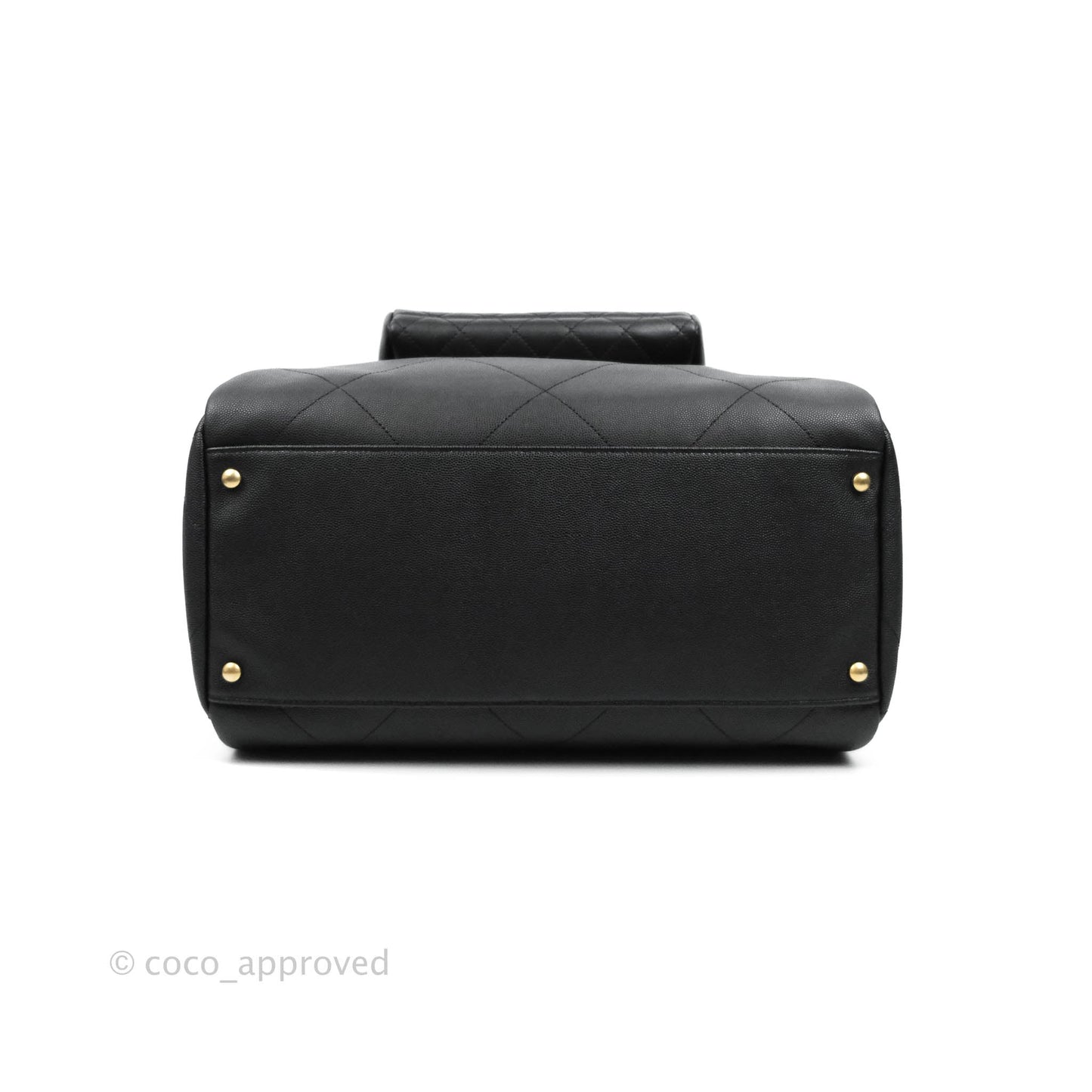 Chanel Large Circular Handle Bowling Bag Caviar Black Aged Gold Hardware