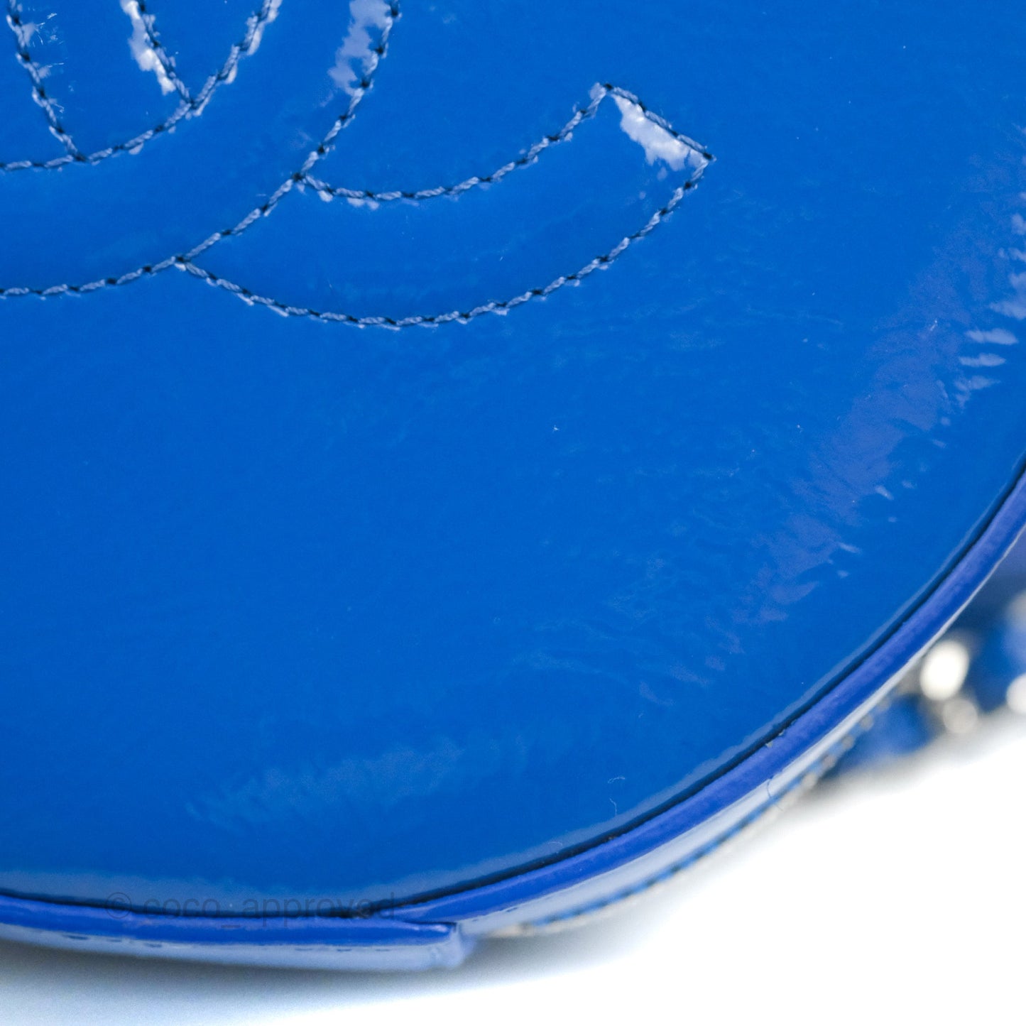 Chanel Round As Earth Bag with Owl Charm Blue Patent Silver Hardware