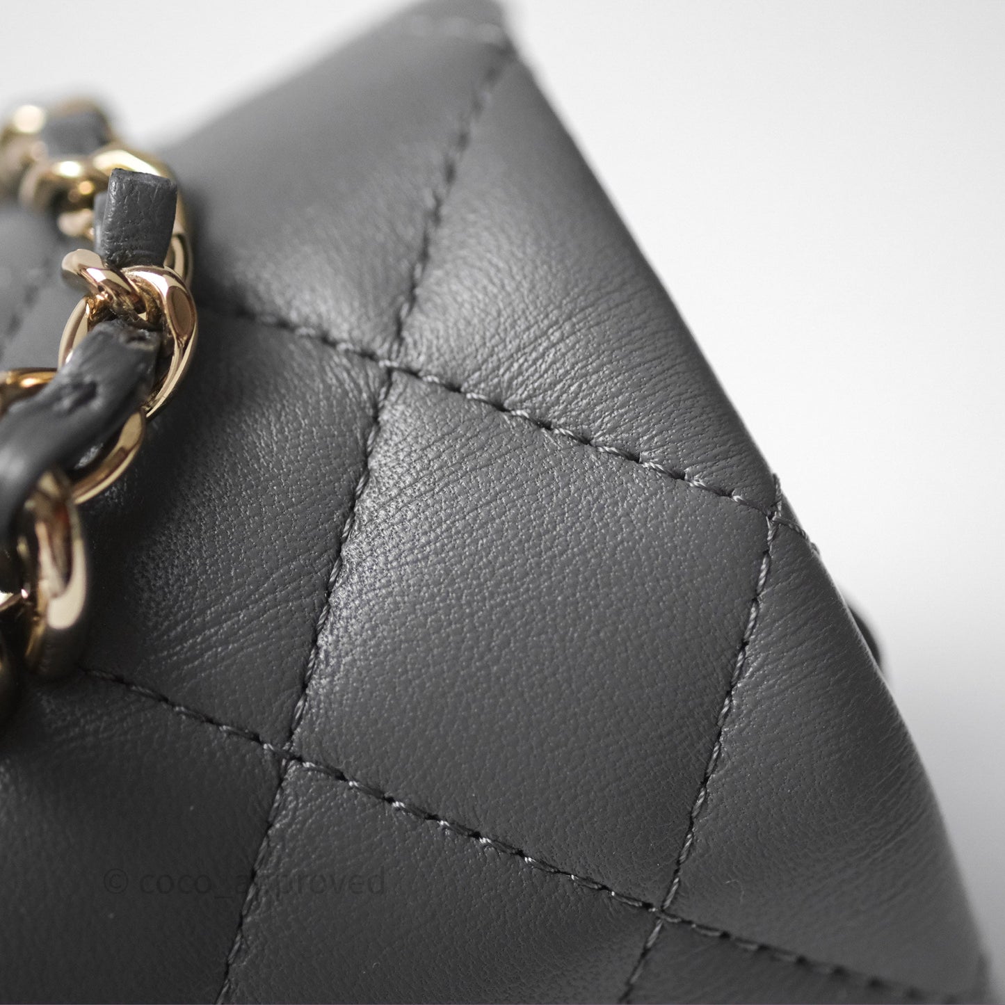 Chanel Top Handle Mini Rectangular Flap Grey Lambskin Gold Hardware