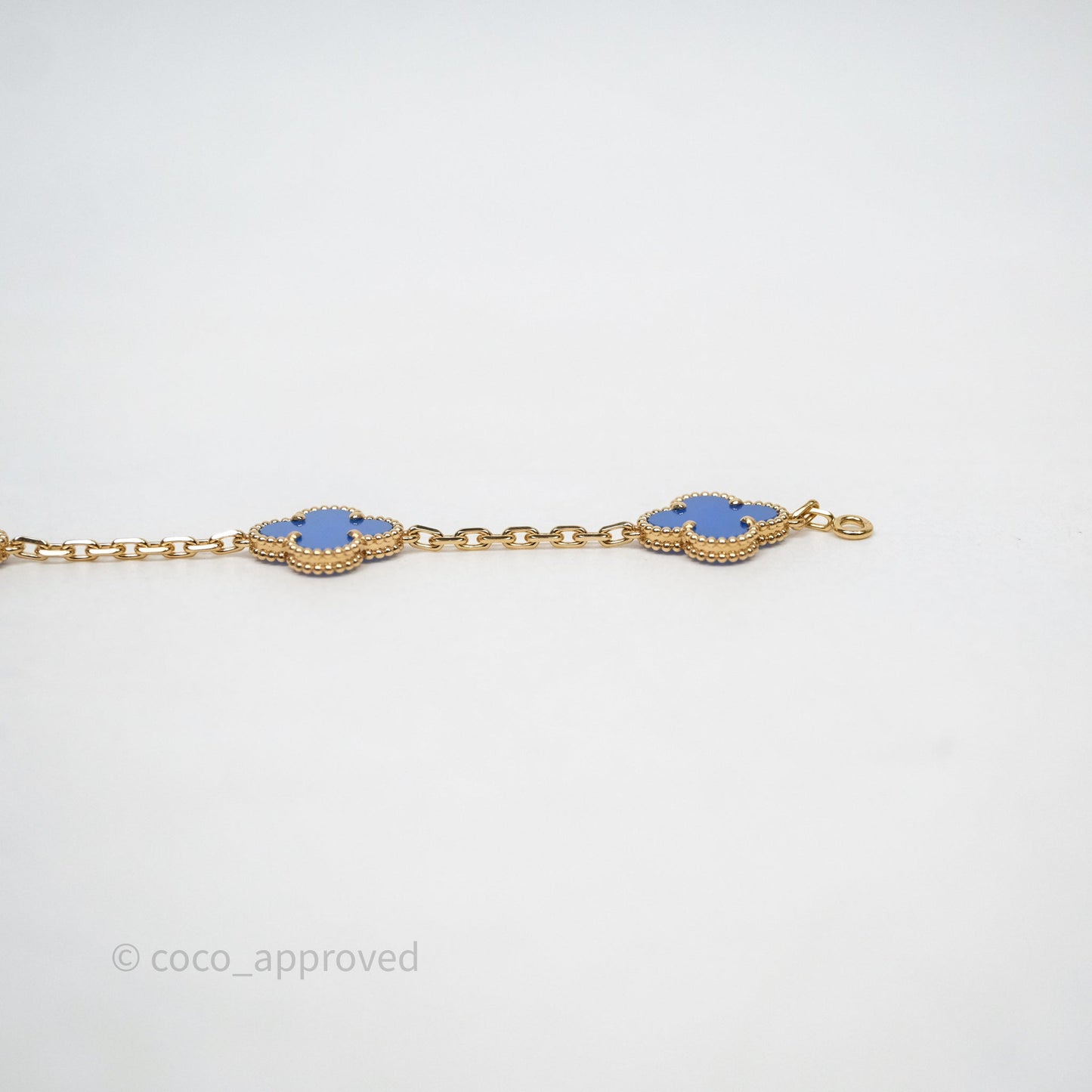 Van Cleef & Arpels Vintage Alhambra 5 Motifs Blue Agate Yellow Gold Bracelet