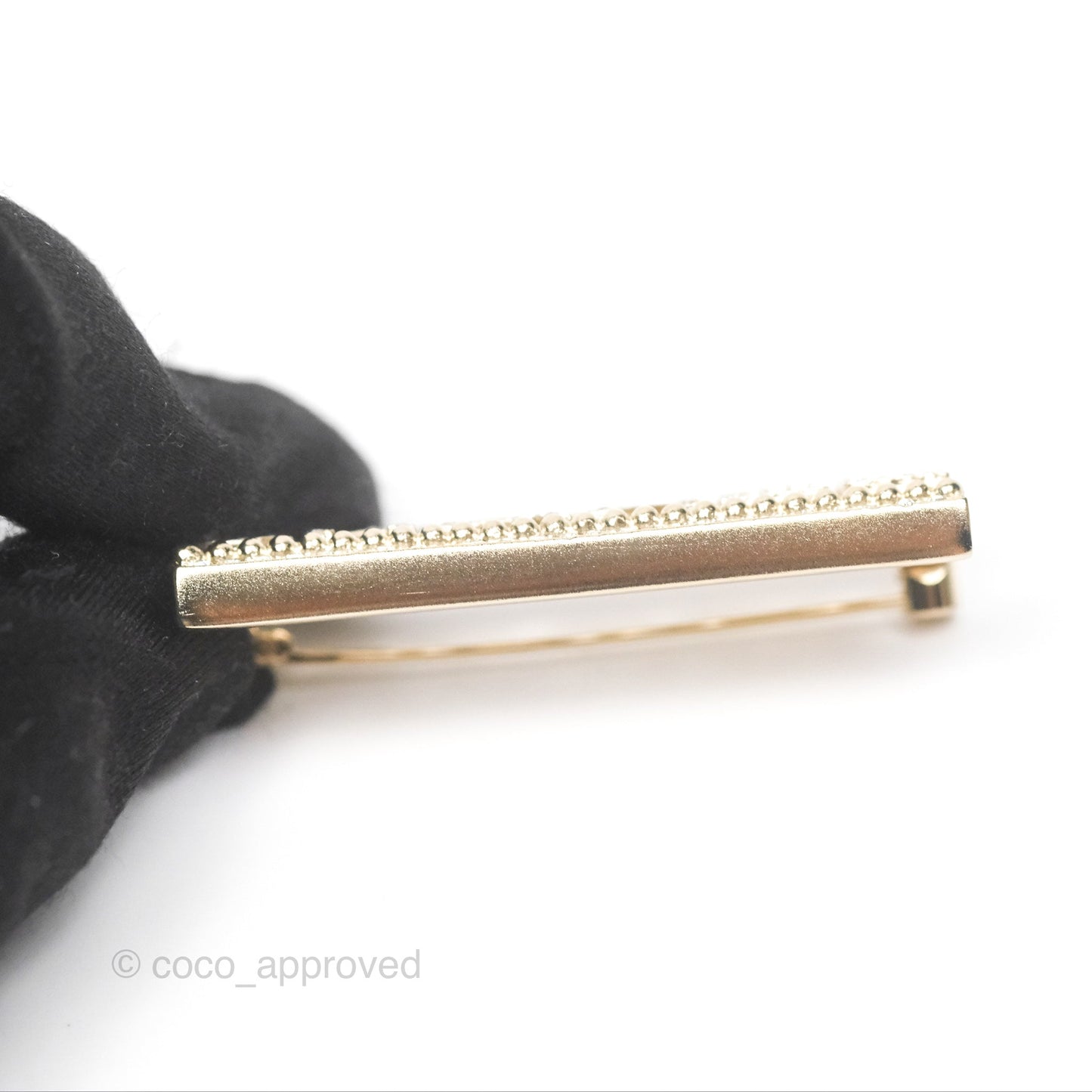 Chanel Logo Crystal Brooch Gold Tone 23A