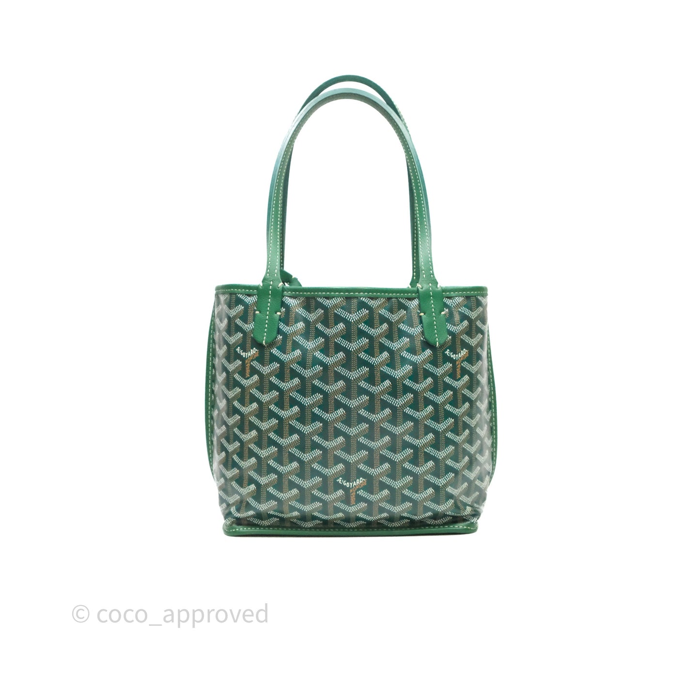 Goyard Anjou Mini Tote Bag Green Goyardine Canvas