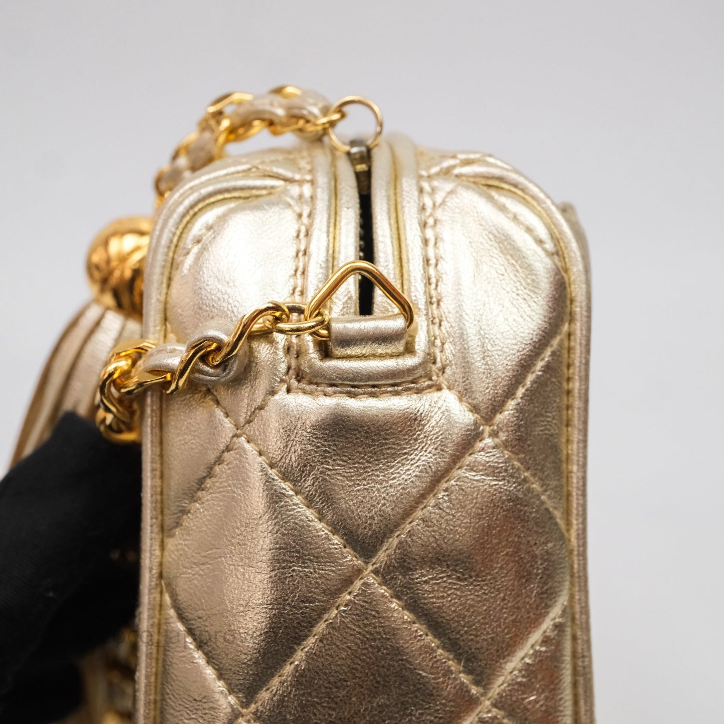 Chanel Vintage Camera Bag Gold Lambskin Gold Hardware