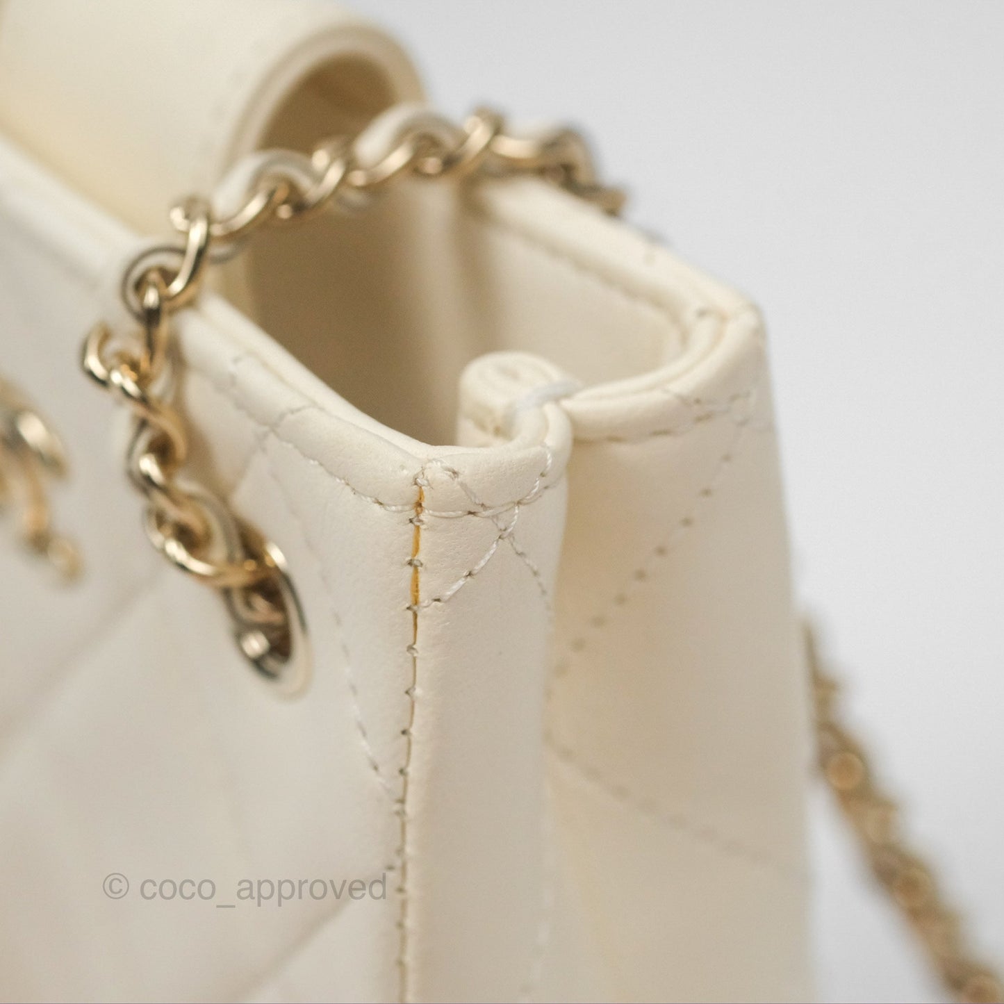 Chanel Mini Square Clutch with Chain Ivory Lambskin Gold Hardware 22C