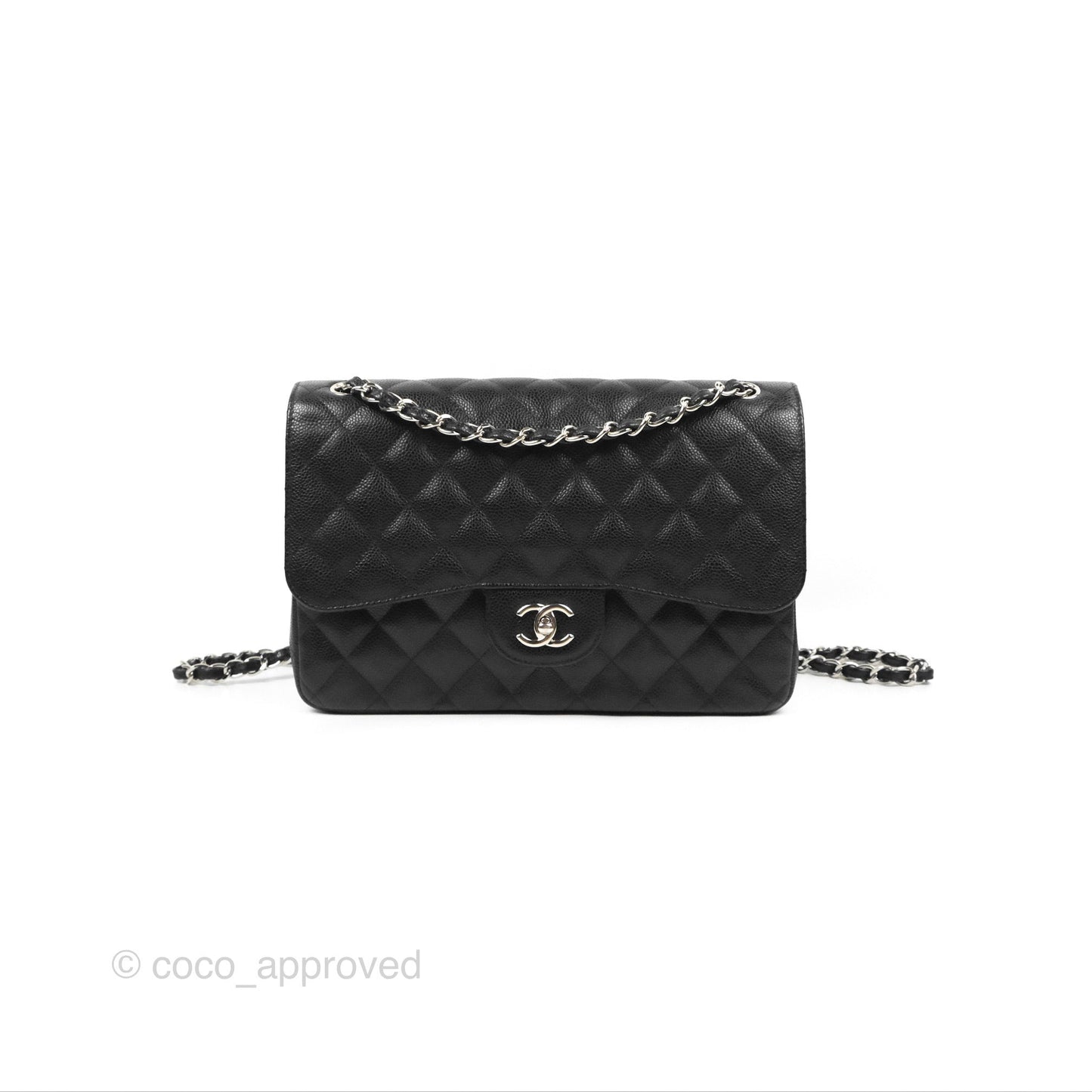 Chanel Jumbo Double Flap Black Caviar Silver Hardware⁣⁣