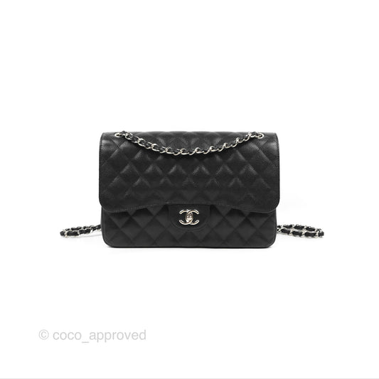 Chanel Jumbo Double Flap Black Caviar Silver Hardware⁣⁣