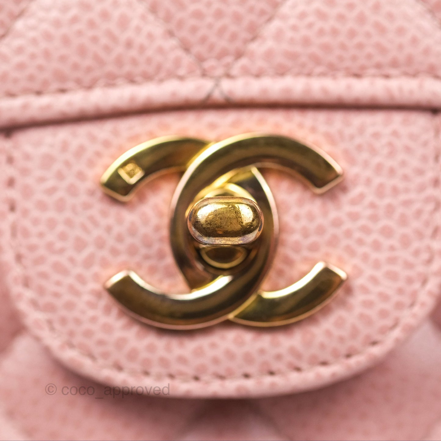 Chanel Vintage Classic M/L Medium Flap Quilted Sakura Pink Caviar 24K Gold Hardware