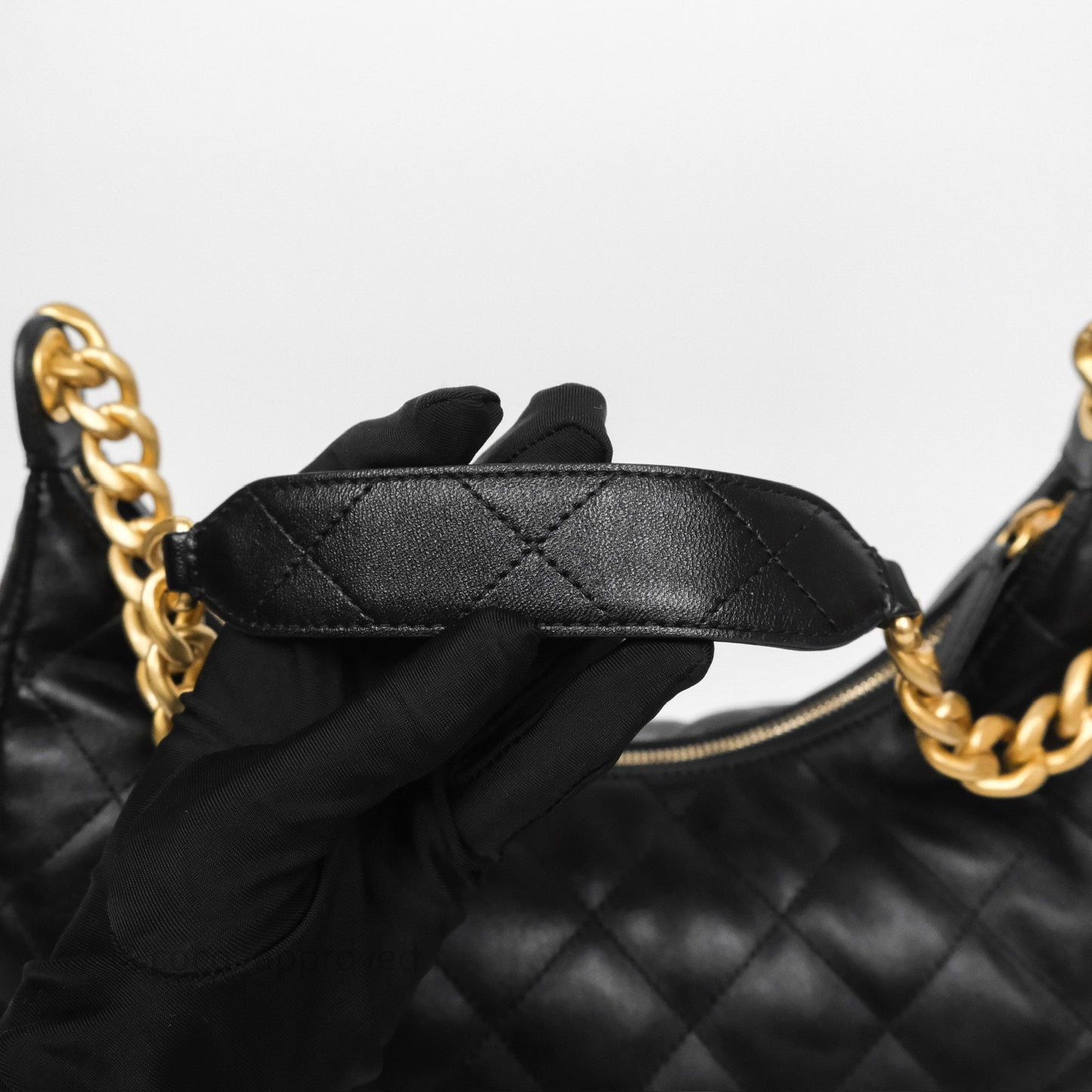 Chanel Quilted Large Trendy Double Pocket Hobo Black Lambskin Gold Hardware