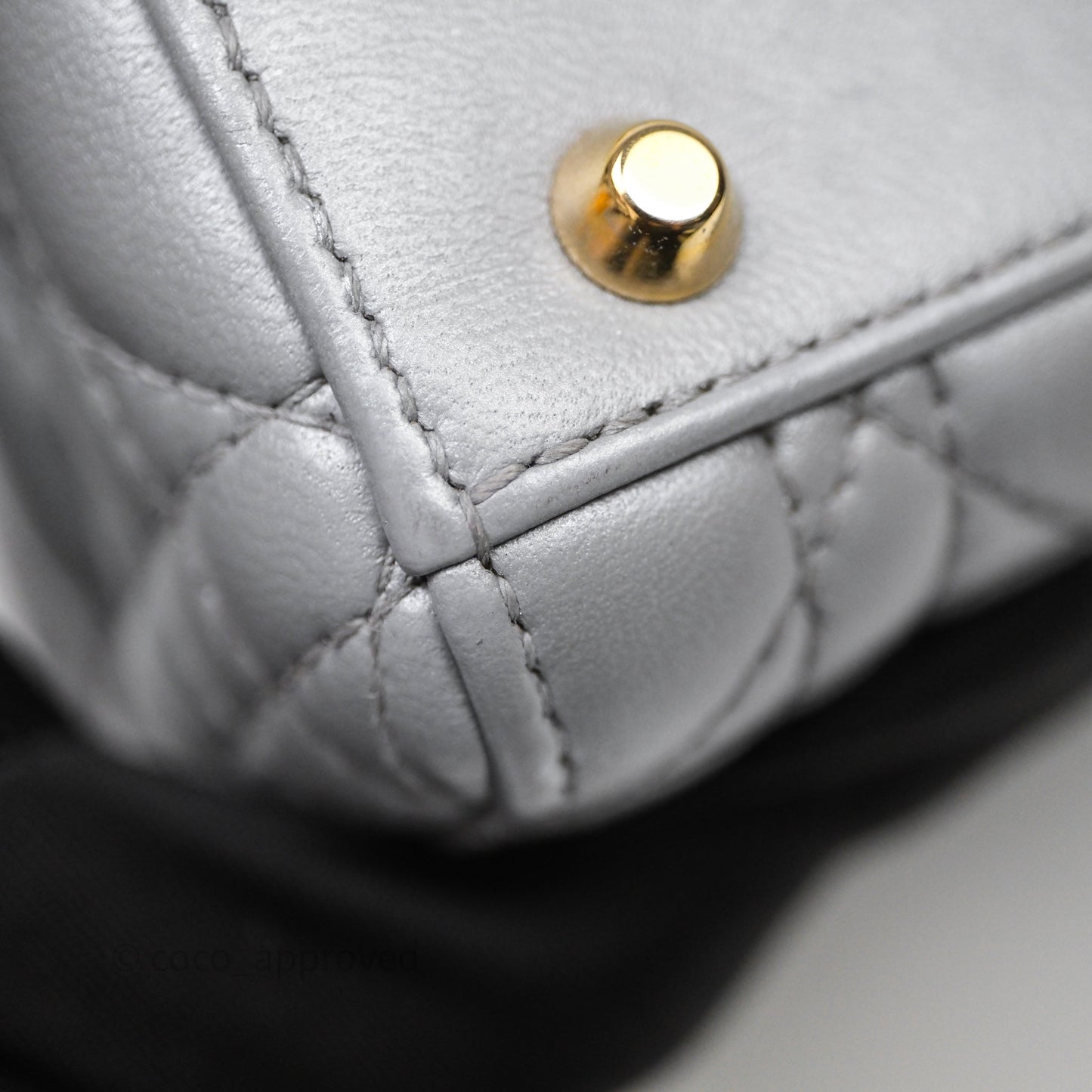 Christian Dior Mini Lady Dior Iridescent Grey Lambskin Cannage Gold Hardware