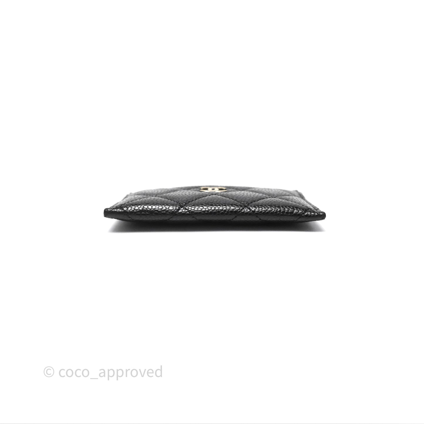 Chanel Classic Flat Card Holder Black Caviar Gold Hardware