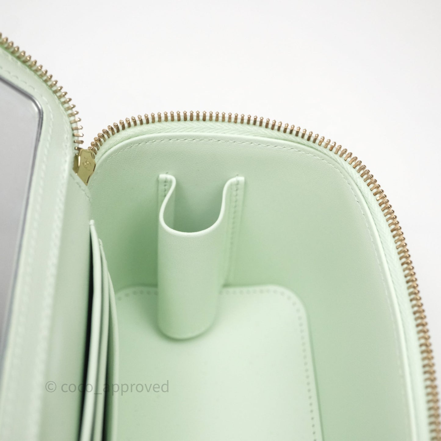 Chanel Vanity Rectangular Top Handle Mint Green Caviar Gold Hardware