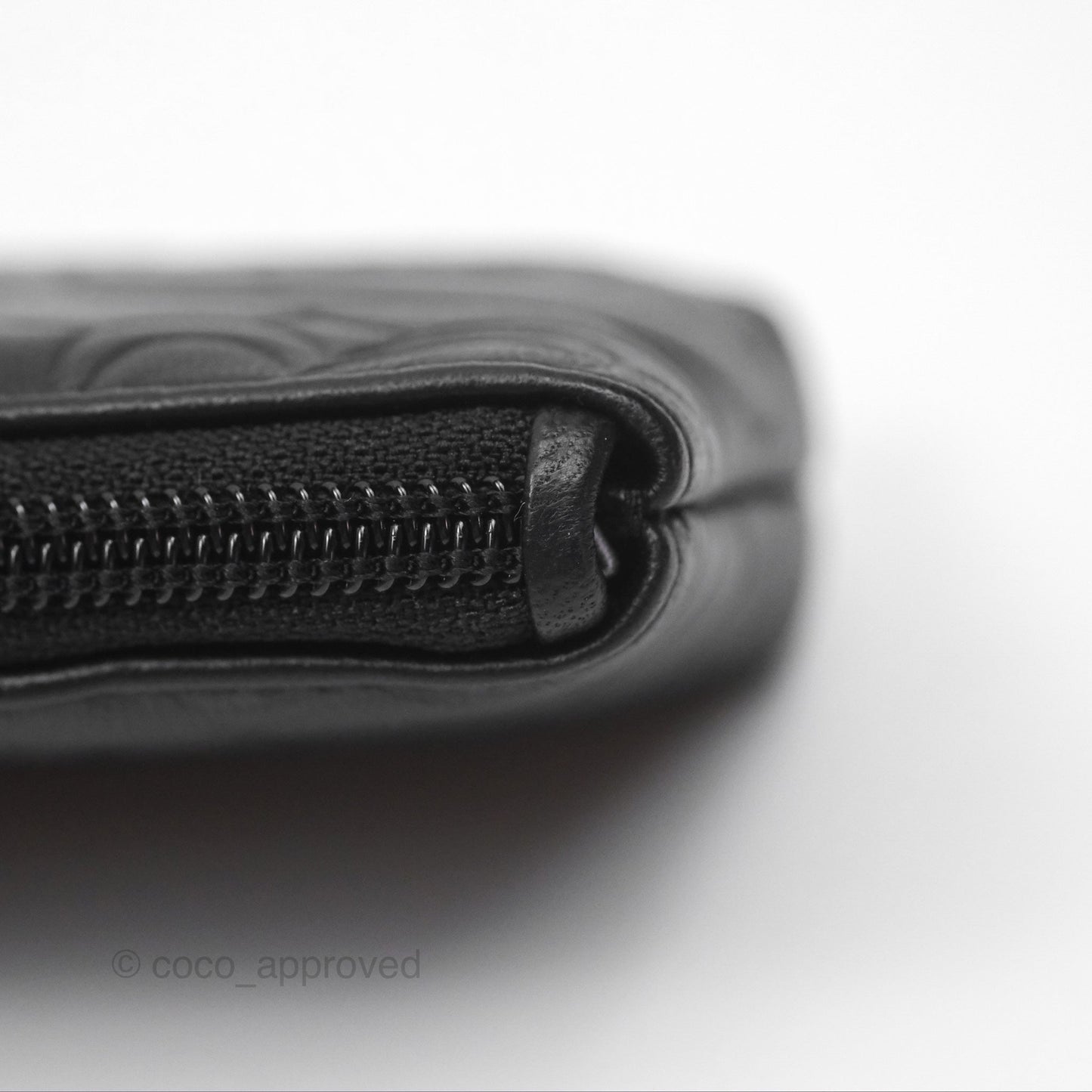 Chanel Key Holder Case Black Camellia Embossed Lambskin Silver Hardware