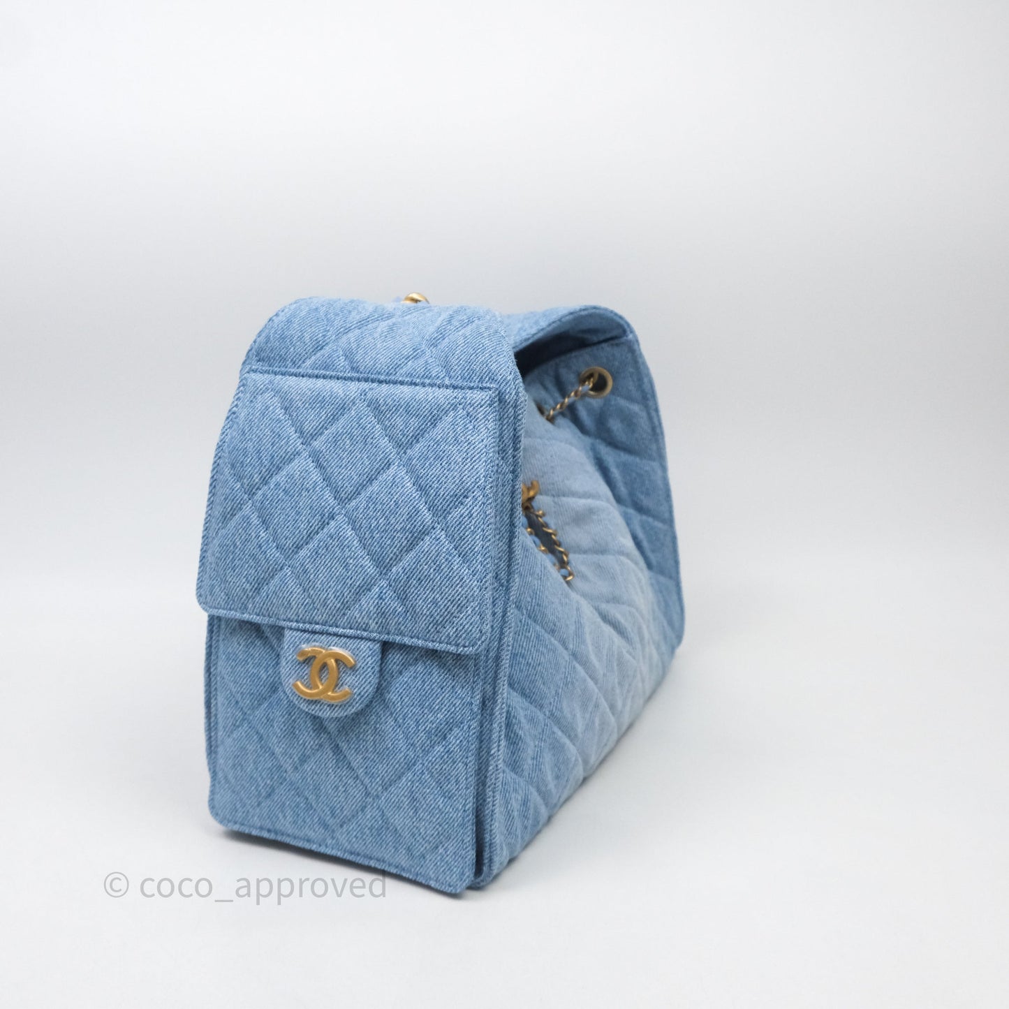 Chanel 25 Small Hobo Blue Washed Denim Aged Gold Hardware