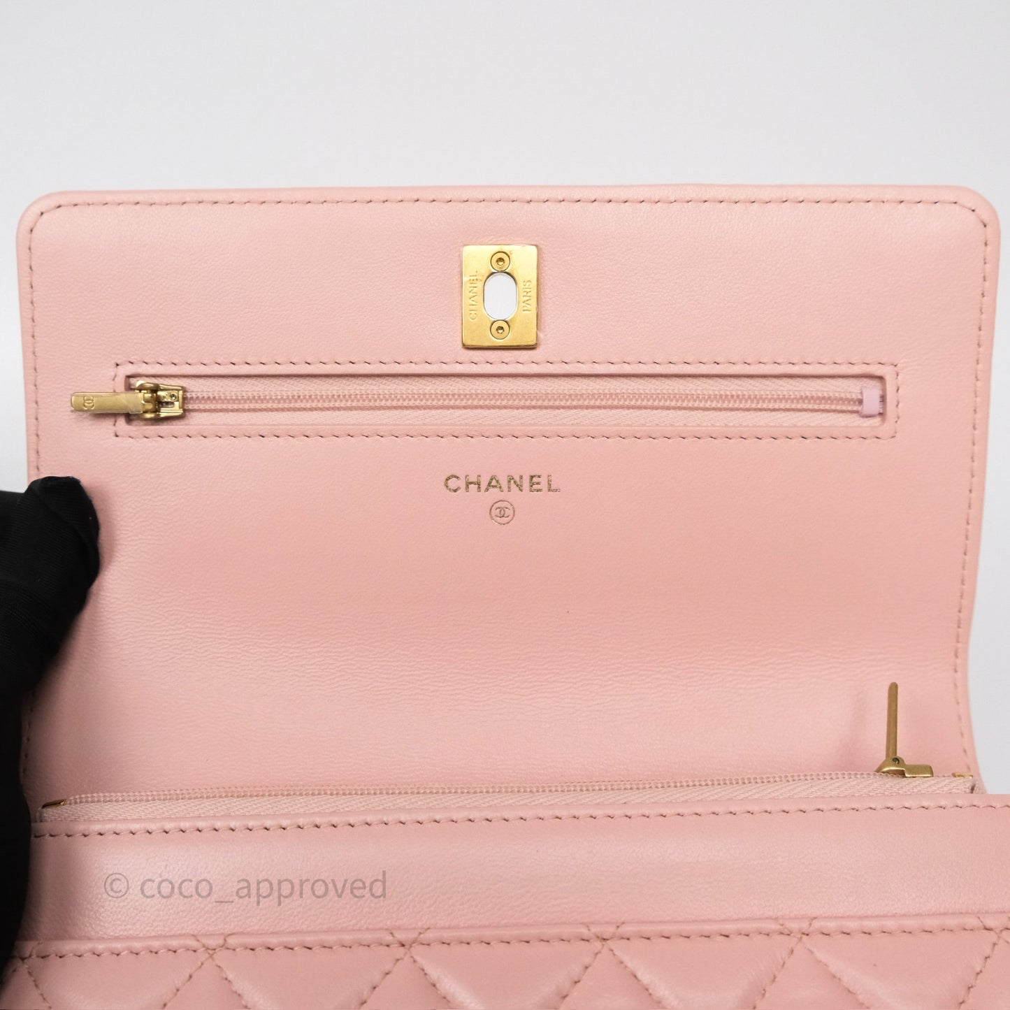 Chanel Camellia Crush Wallet on Chain WOC Pink Lambskin Aged Gold Hardware