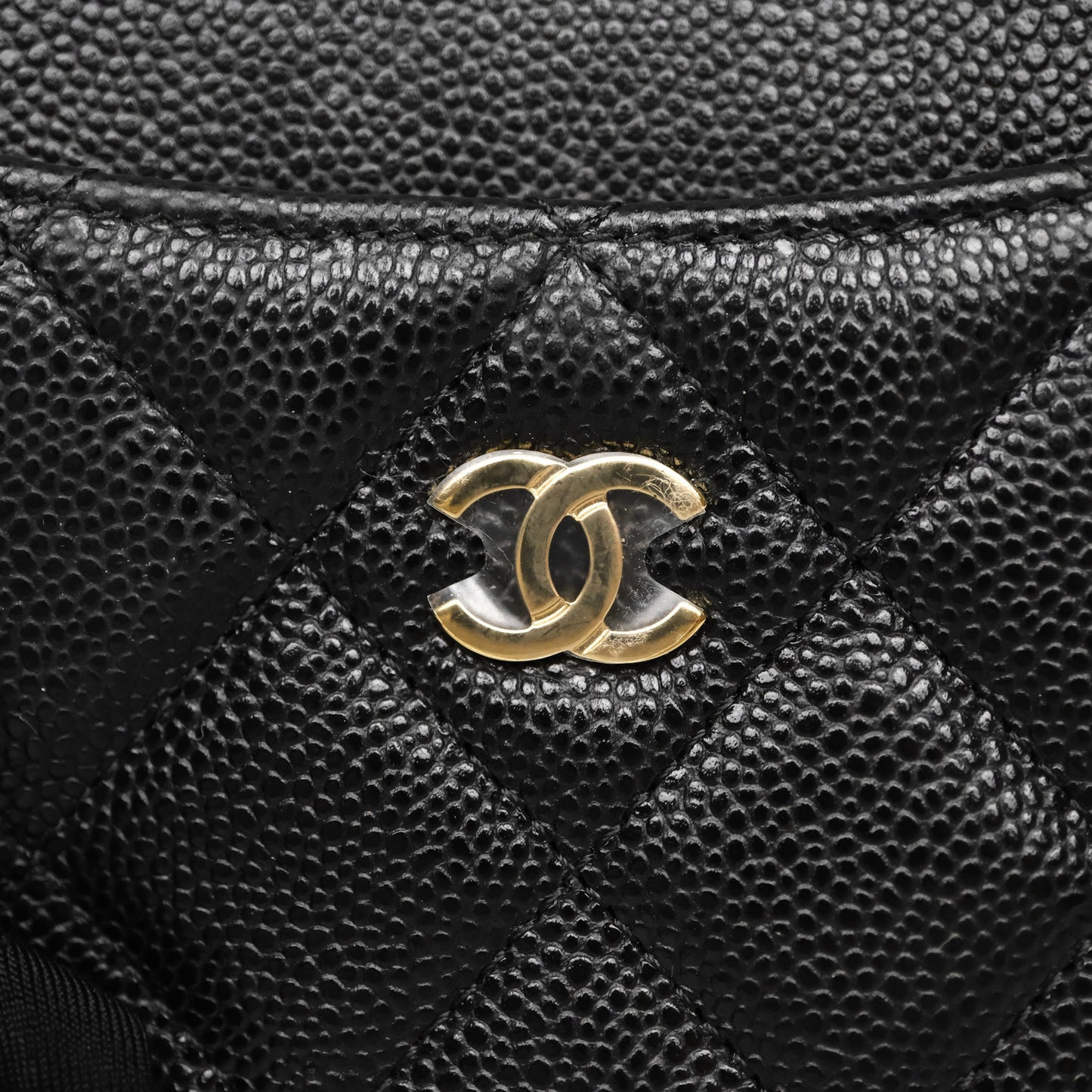 Chanel Quilted Classic Zip Card Holder Wallet Black Caviar Gold Hardware