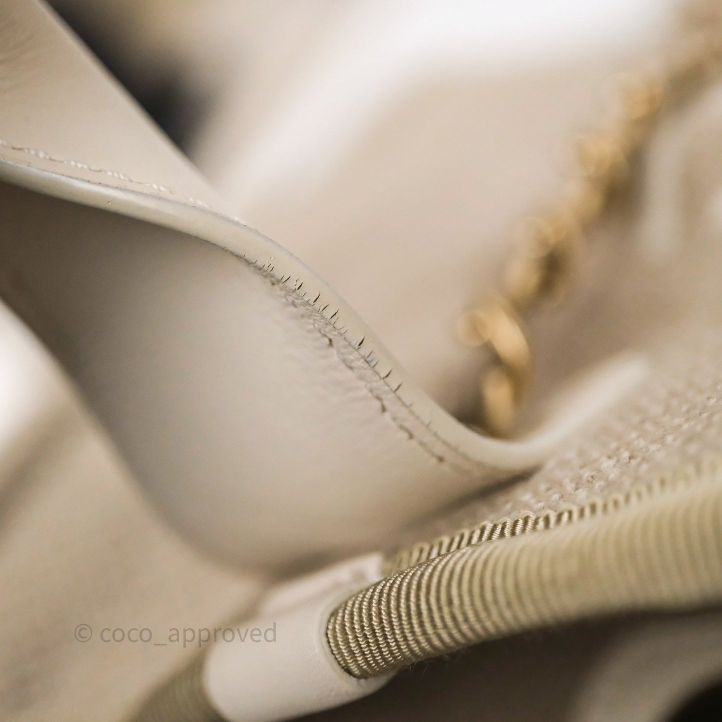 Chanel New Small Deauville Tote Beige Canvas Gold Hardware