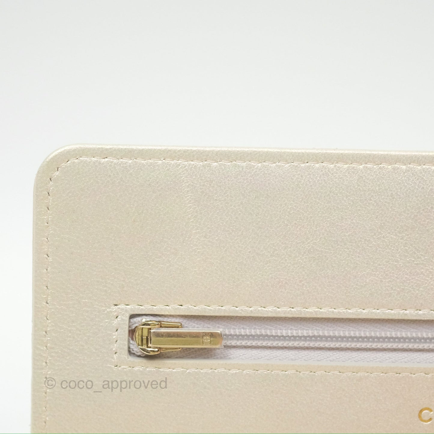Chanel Quilted Wallet on Chain WOC Iridescent Ivory Gold Hardware 20A