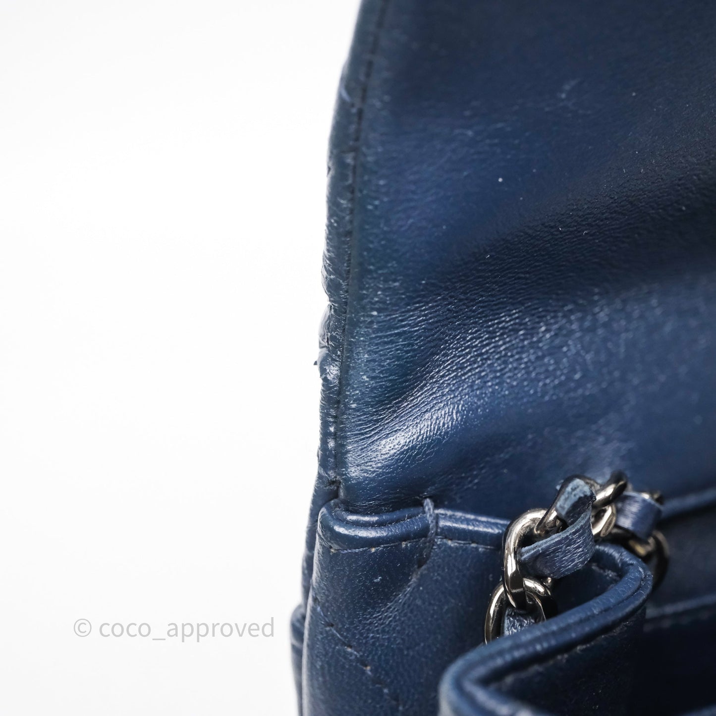 Chanel Quilted Clutch with Chain Lambskin Navy Gun Metal Hardware