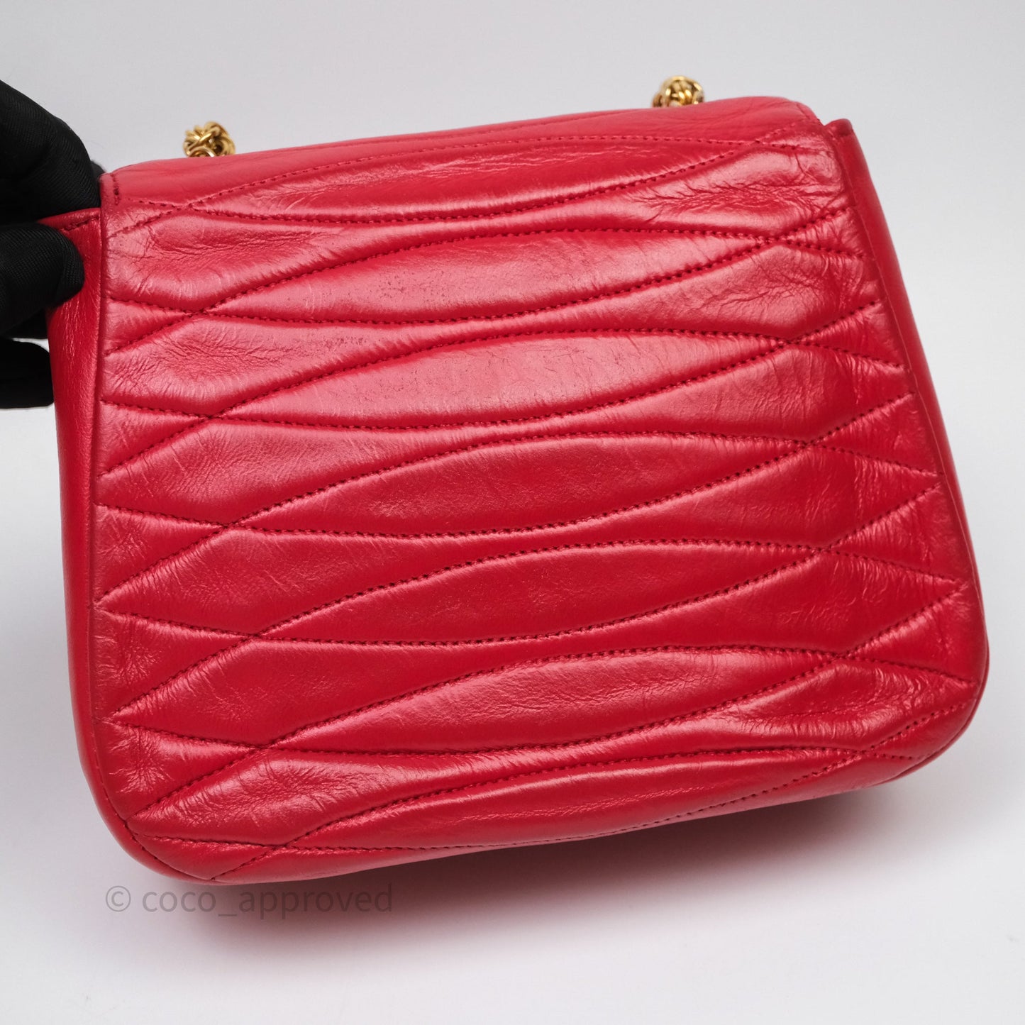 Chanel Vintage Quilted Flap Bag Red Lambskin Gold Hardware