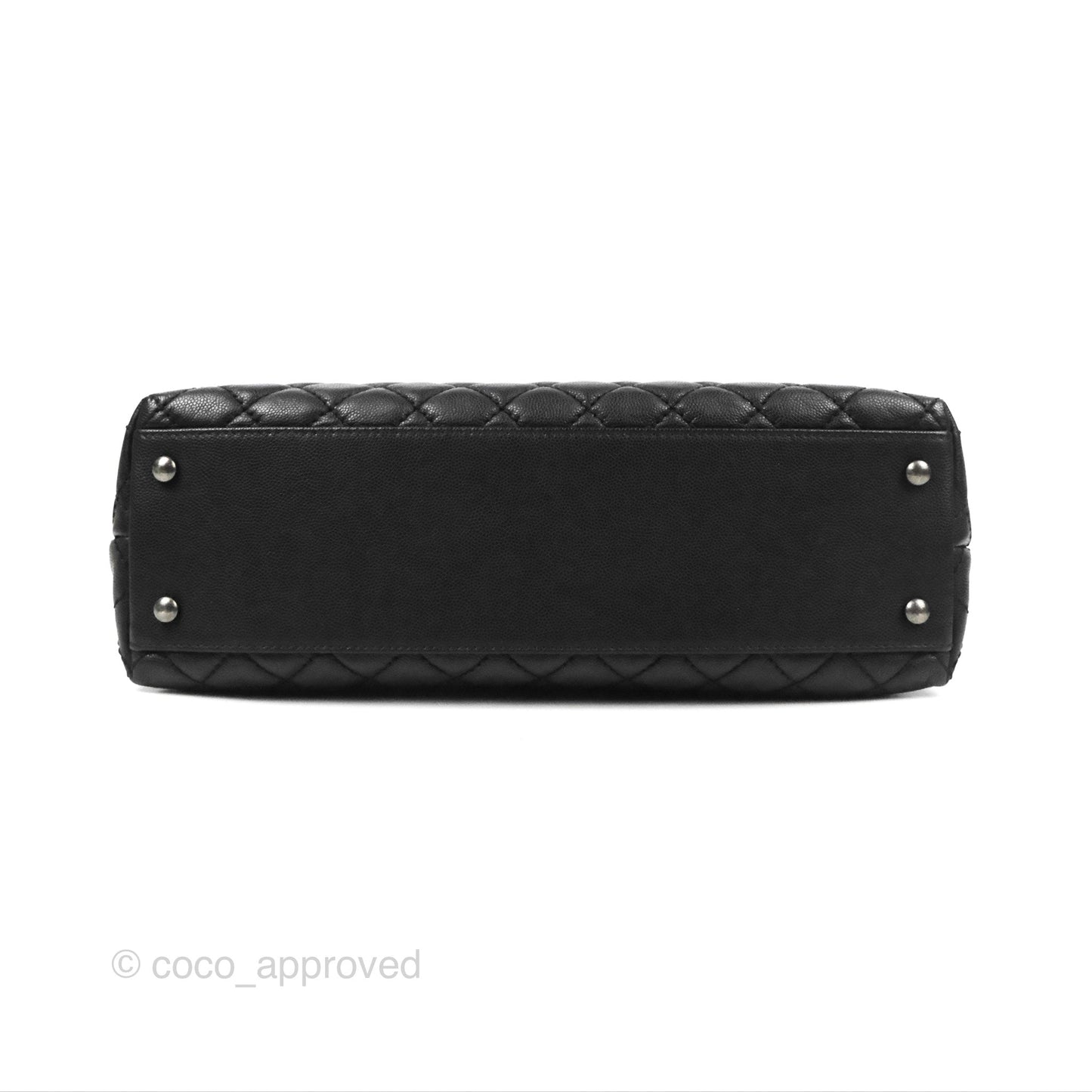 Chanel Large Coco Handle Quilted Black Caviar Ruthenium Hardware