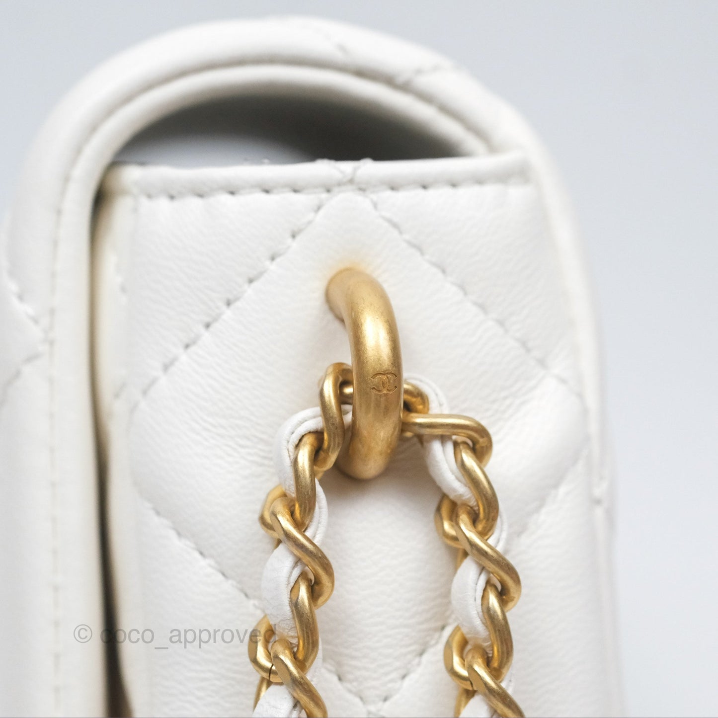 Chanel Quilted My Perfect Mini With Pearl White Lambskin Aged Gold Hardware 21K