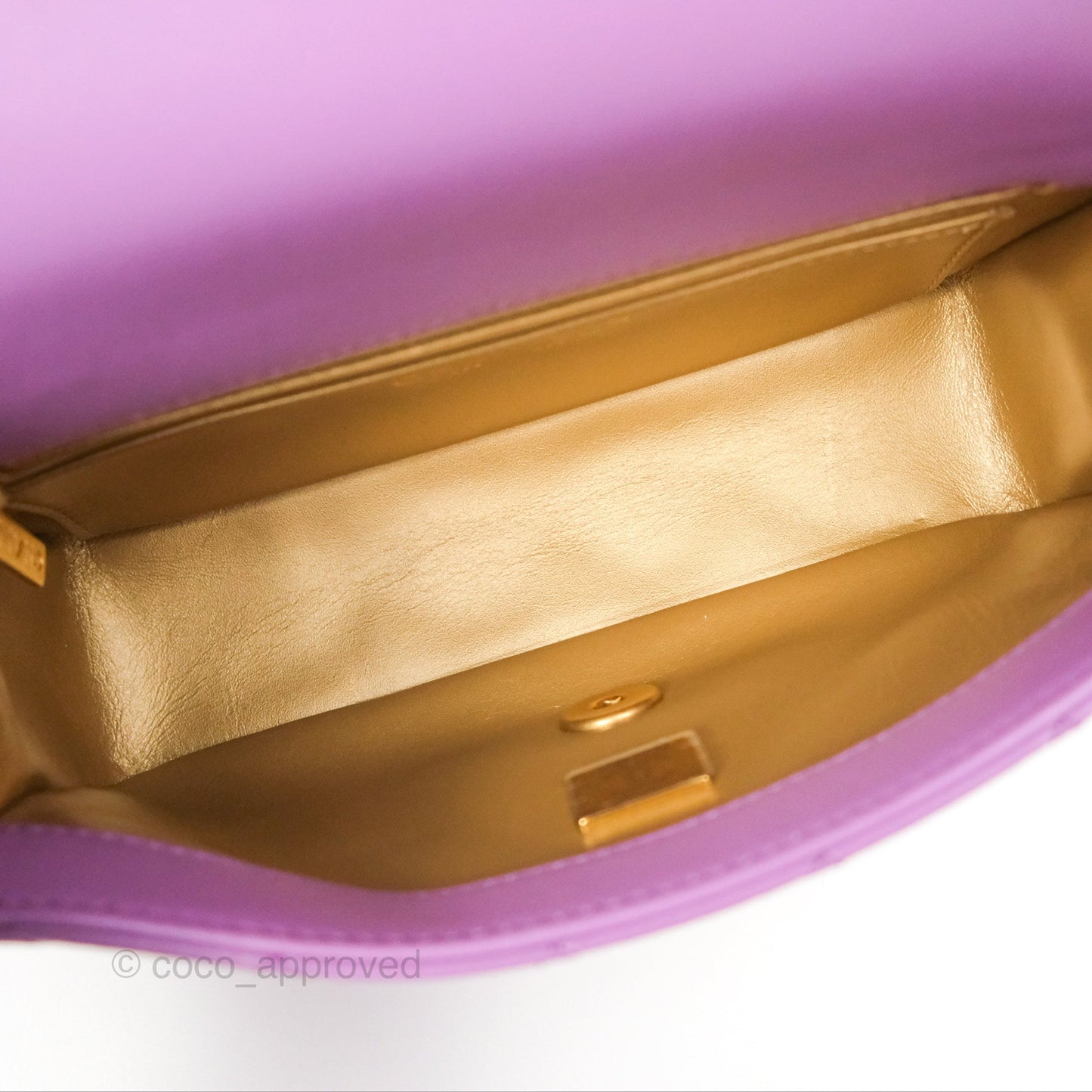 Chanel Mini Rectangular Pearl Crush Quilted Purple Lambskin Aged Gold Hardware