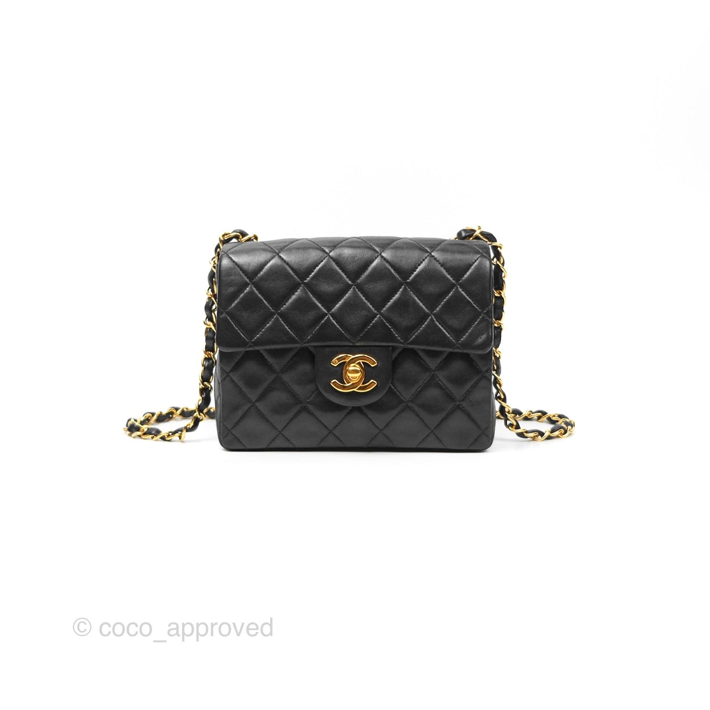 Chanel Vintage Mini Square Black Lambskin 24K Gold Hardware