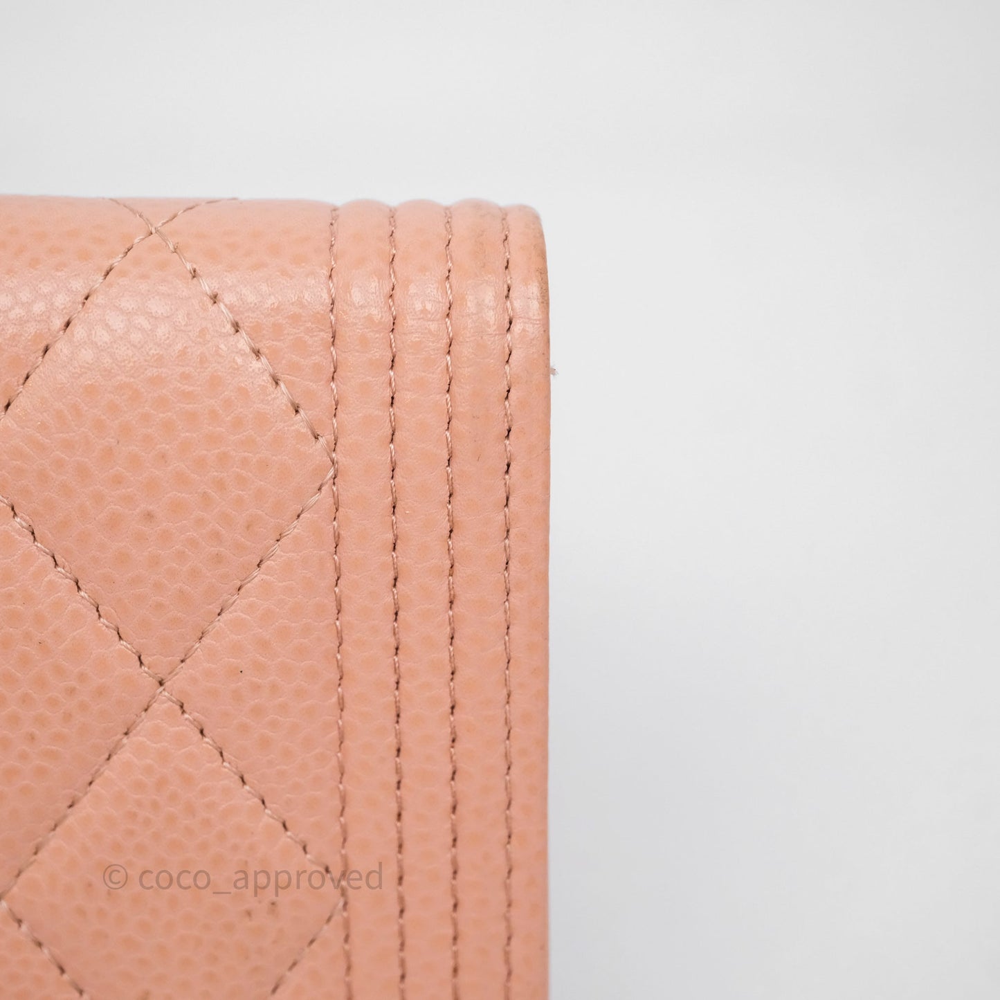 Chanel Quilted Boy Medium Trifold Flap Wallet Pink Caviar Gold Hardware