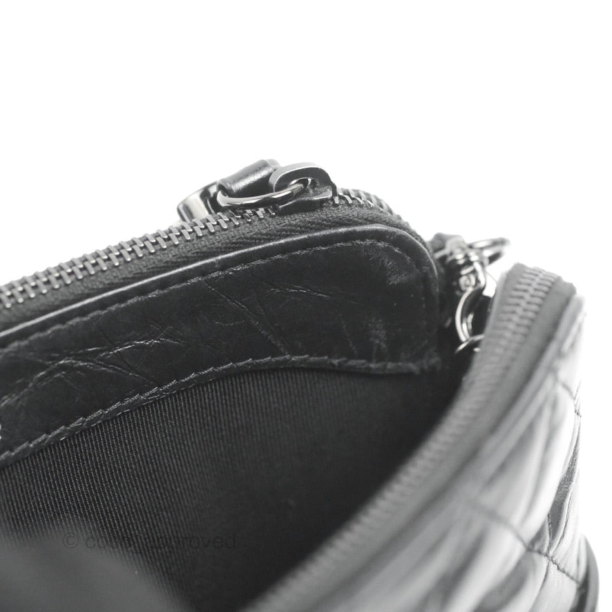 Chanel Gabrielle Clutch With Chain Aged Calfskin So Black