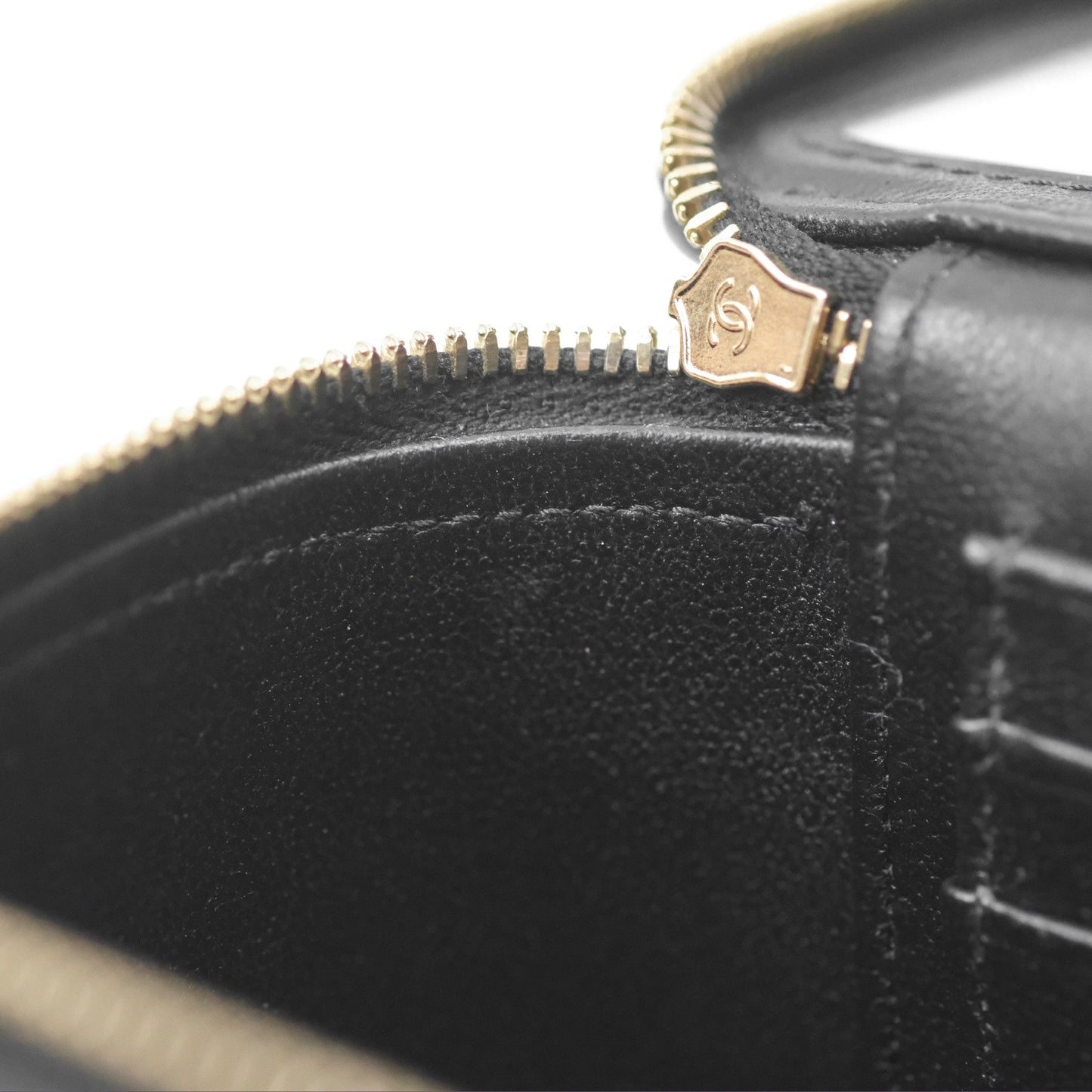 Chanel Vanity Rectangular with Top Handle Black Lambskin Aged Gold Hardware
