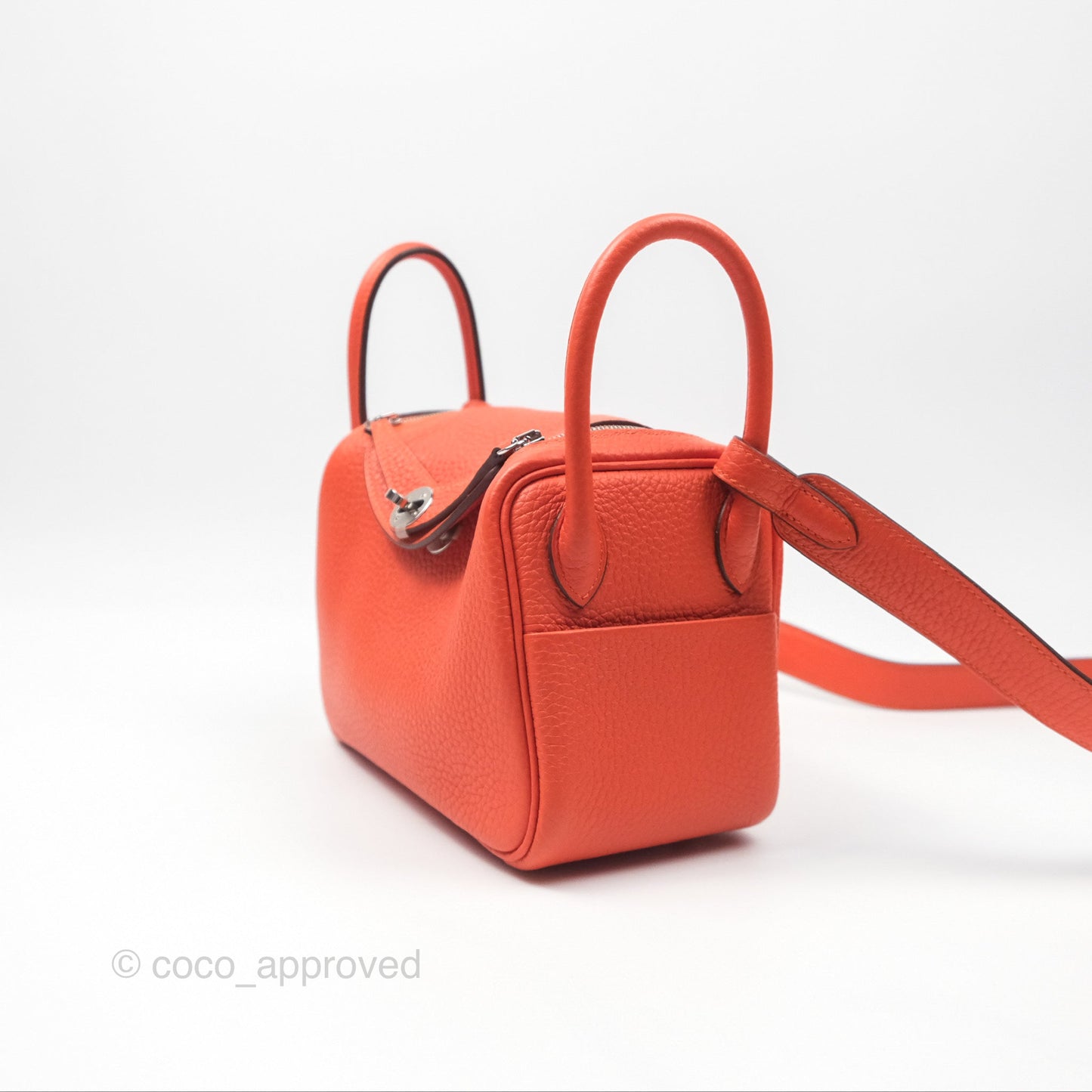 Hermès Mini Lindy 20 Orange Poppy 8V Clemence Palladium Hardware