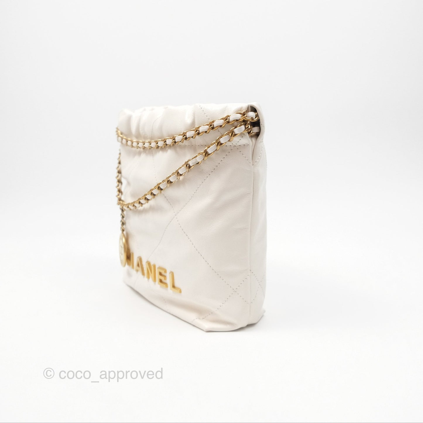 Chanel 22 Mini Bag White Crumpled Calfskin