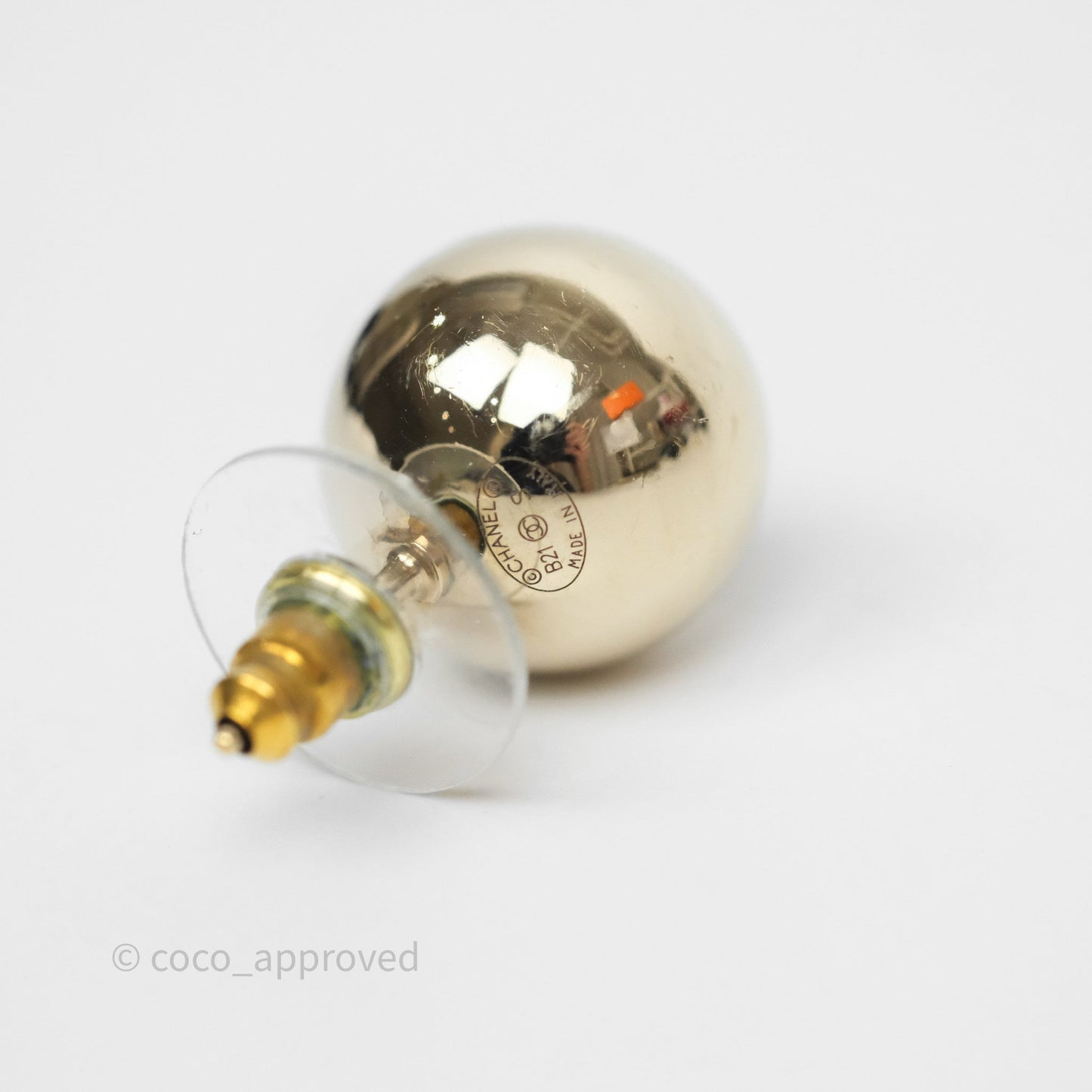 Chanel CC Sphere Earrings Gold Tone 21S