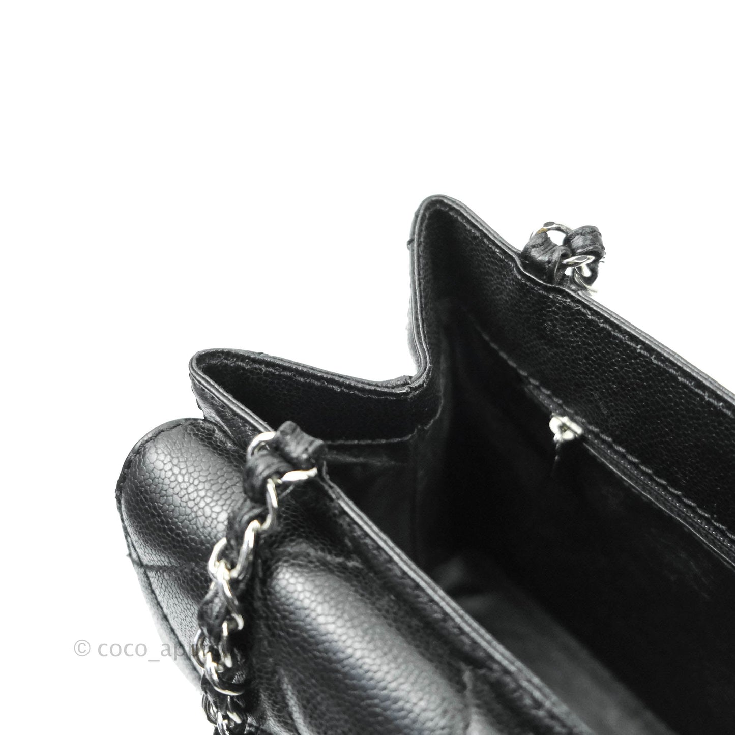 Chanel Quilted Black Caviar Tote Silver Hardware