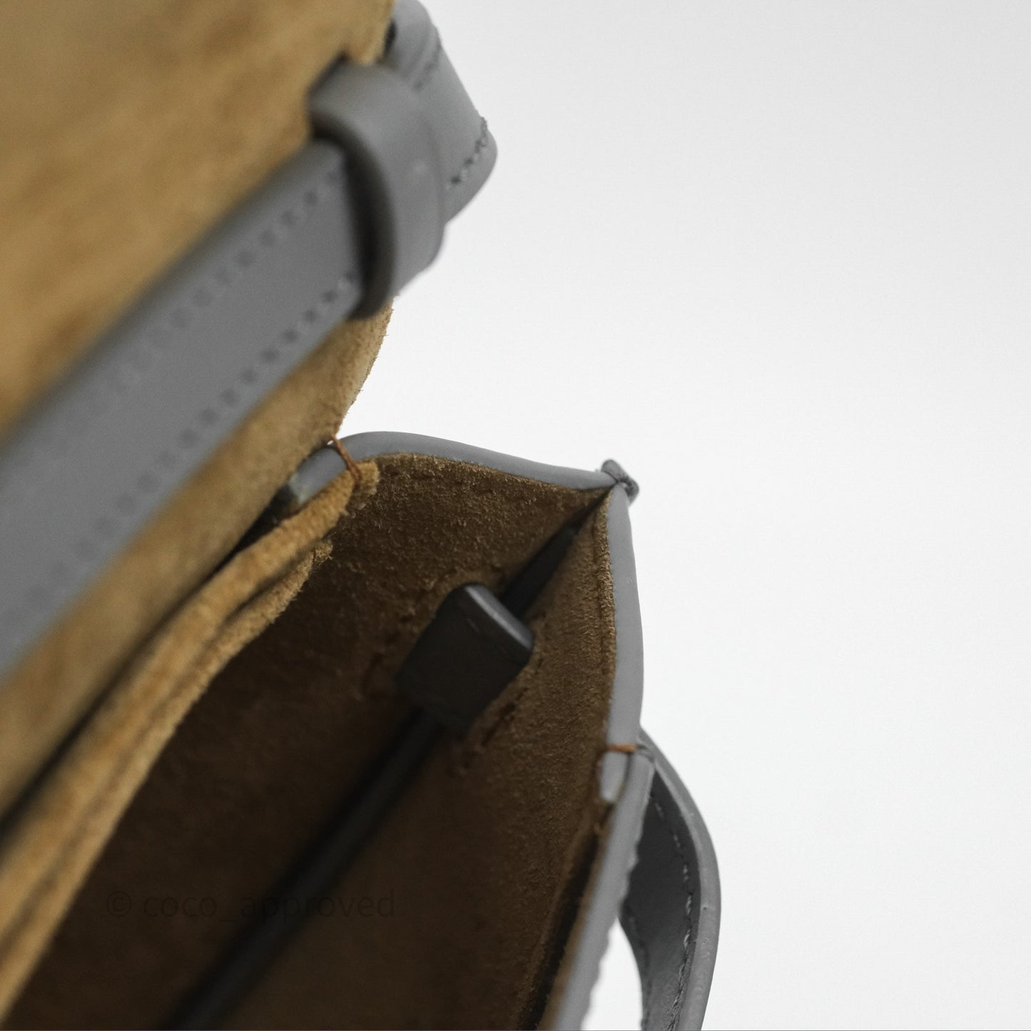 Loewe Mini Gate Dual Bag in Soft Calfskin & Jacquard Strap Light Grey