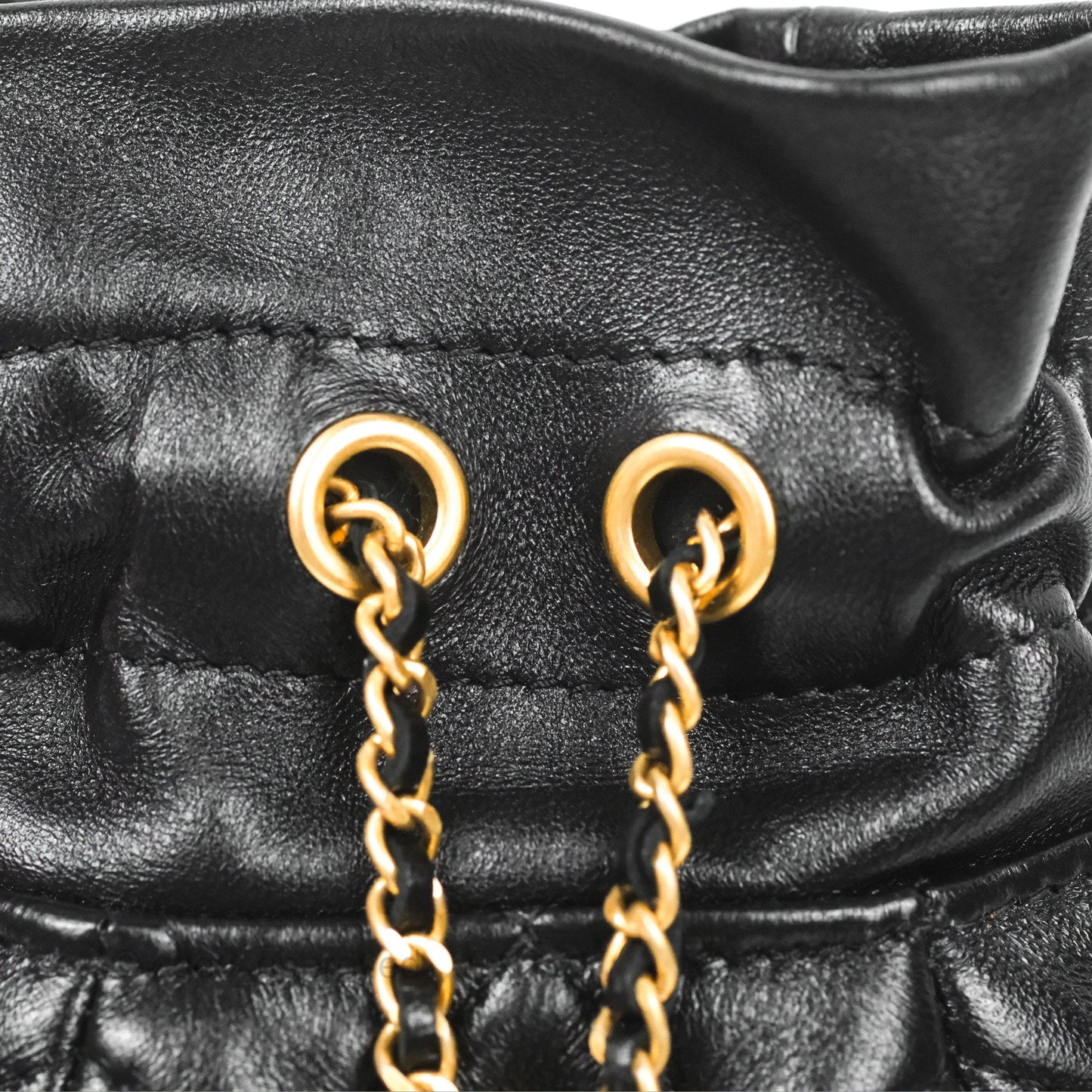 Chanel Mini Round Clutch with Chain Black Shiny Lambskin 23S