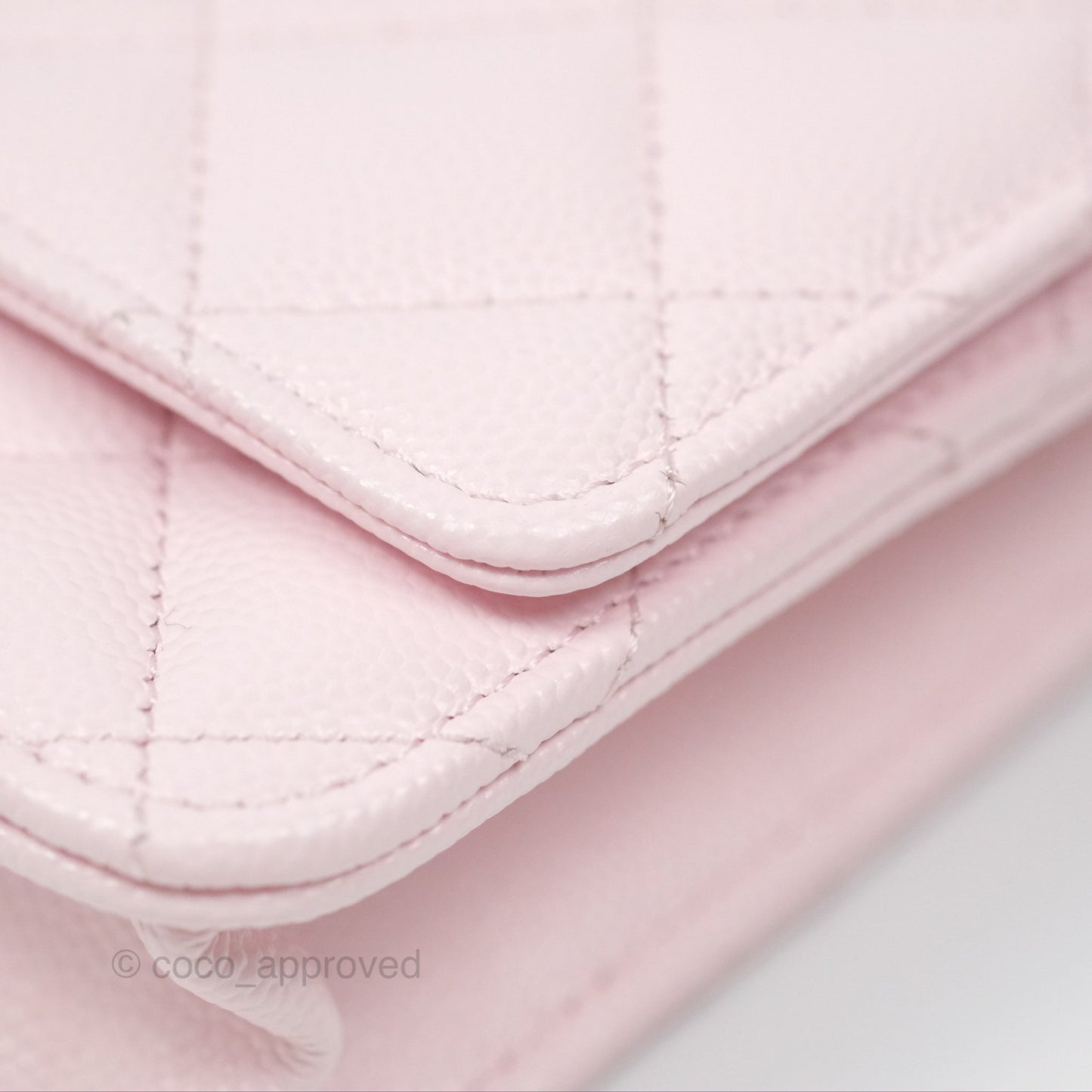 Chanel Classic Quilted Wallet On Chain WOC Sakura Pink Caviar Gold Hardware