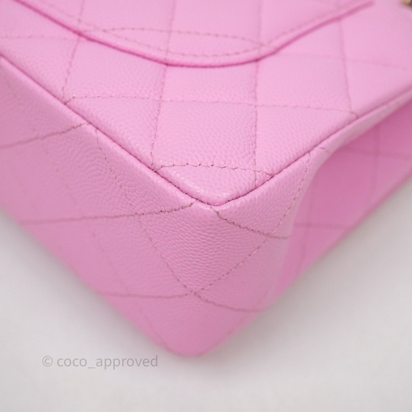 Chanel Small Classic Flap Quilted Pink Caviar Gold Hardware