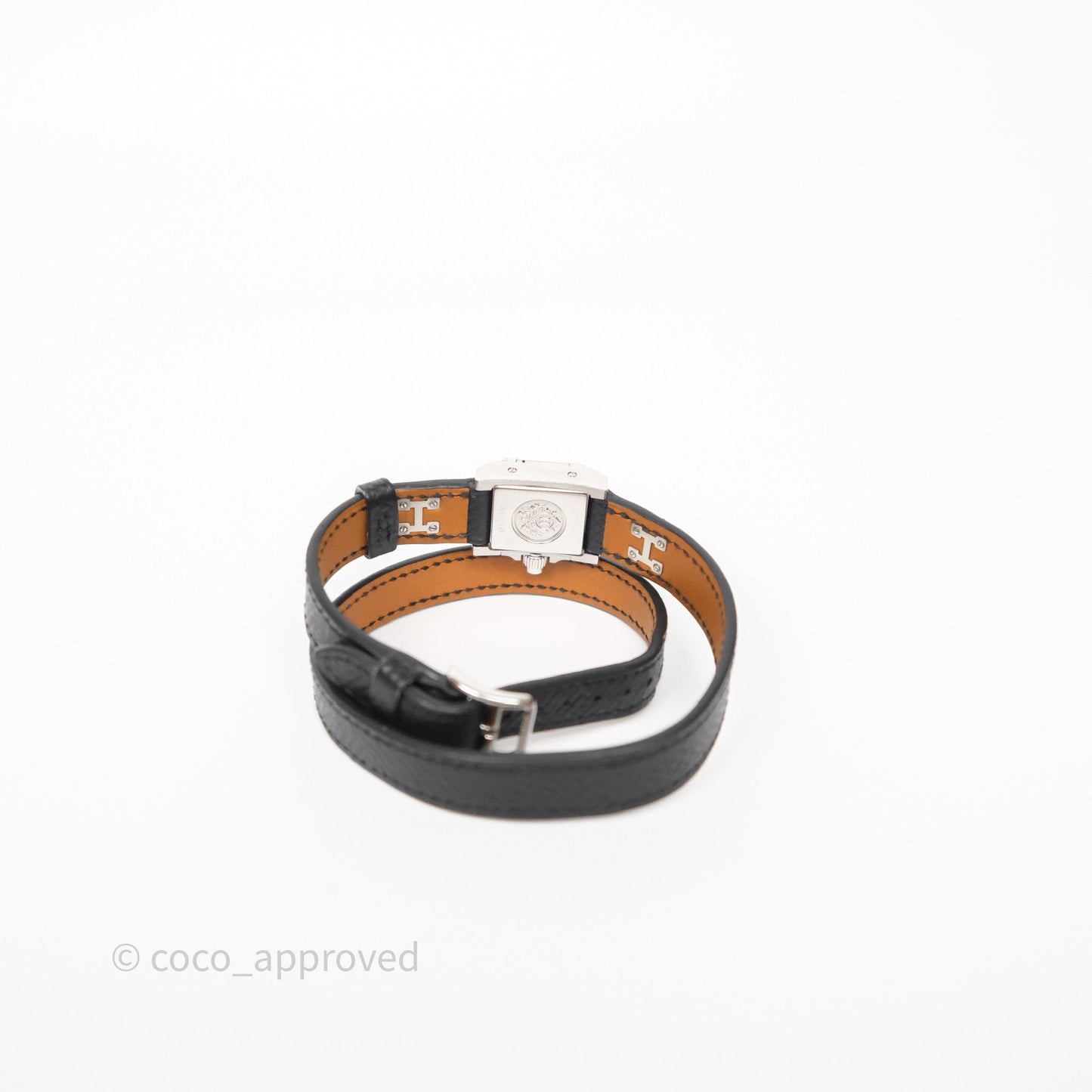 Hermes Medor Watch Mini Model Black Double Strap & Orange Strap