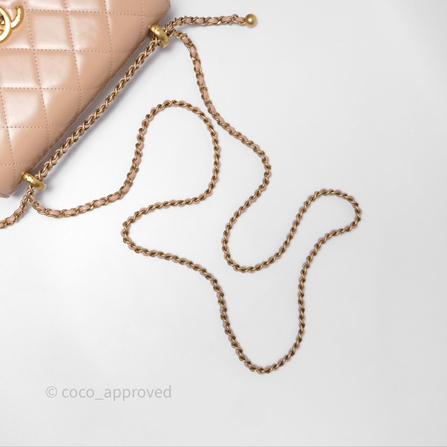 Chanel Quilted Small Perfect Fit Adjustable Beige Calfskin Gold Hardware 21A