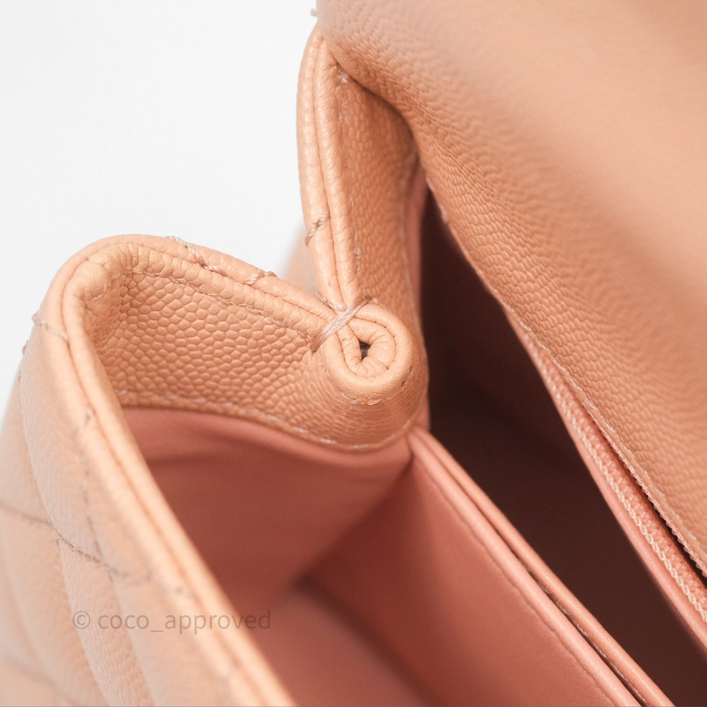 Chanel Small Coco Handle Quilted Pink Beige Caviar Gold Hardware