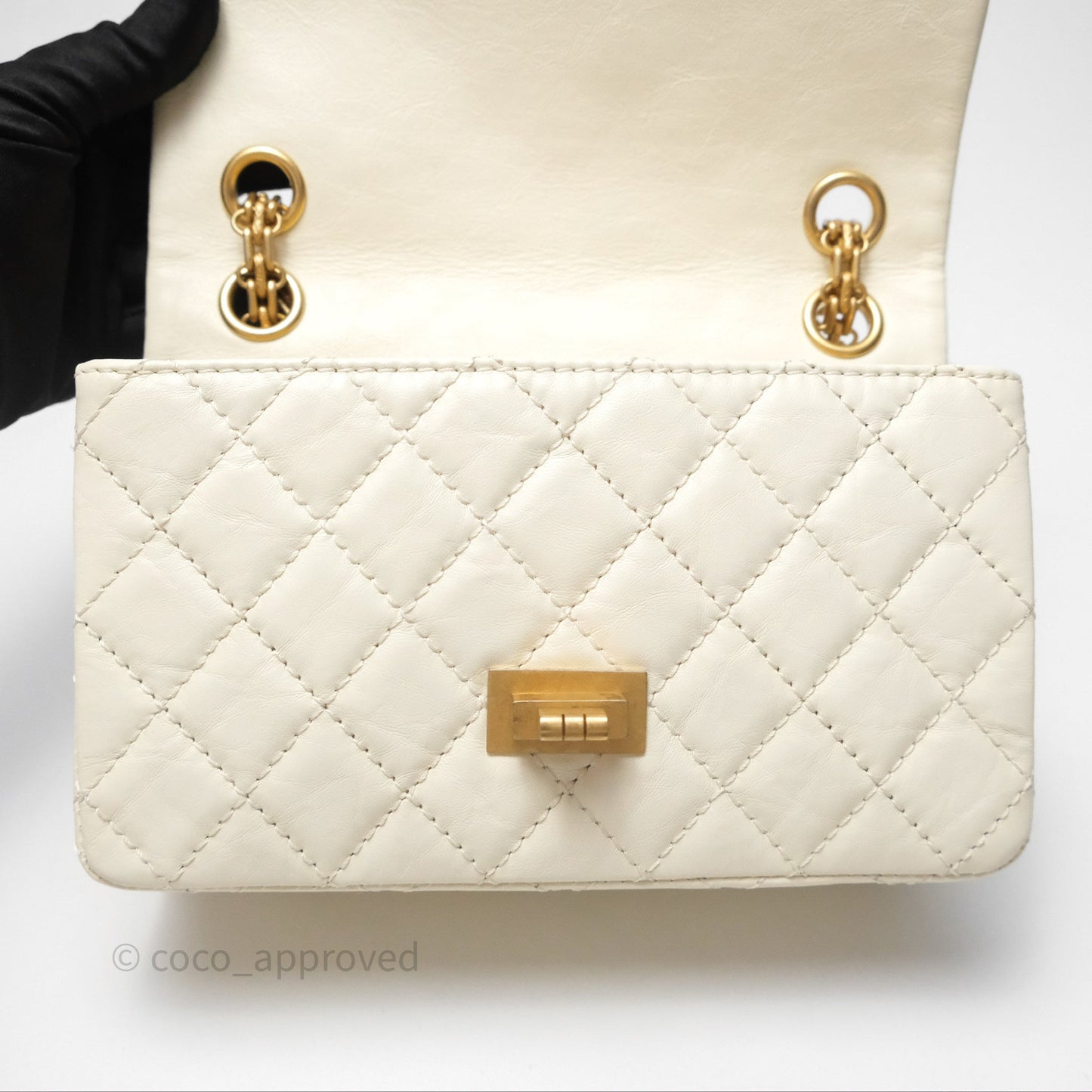 Chanel Mini Reissue 224 White Ivory Aged Calfskin Aged Gold Hardware