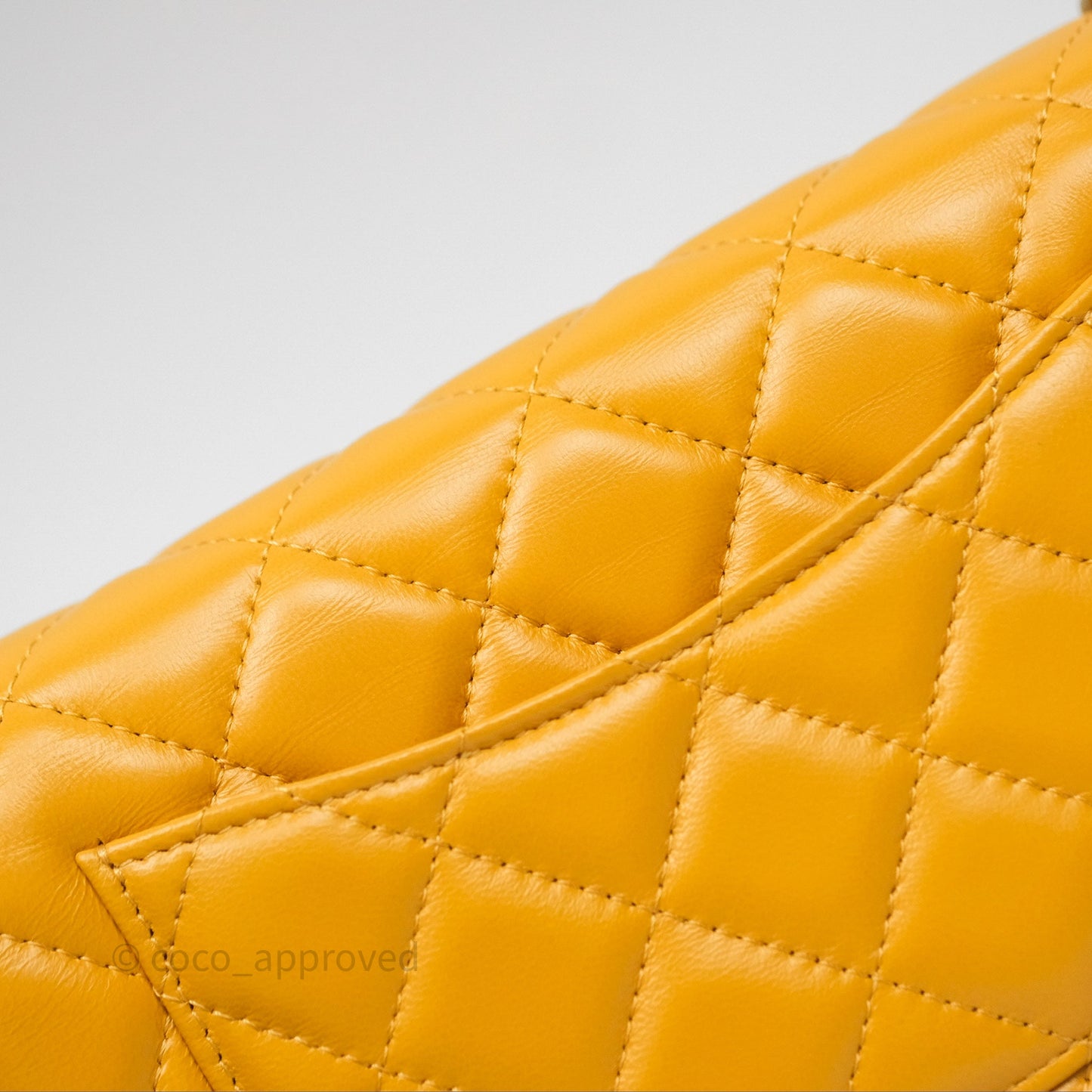Chanel Quilted Classic Chain Around WOC Yellow Lambskin Aged Gold Hardware